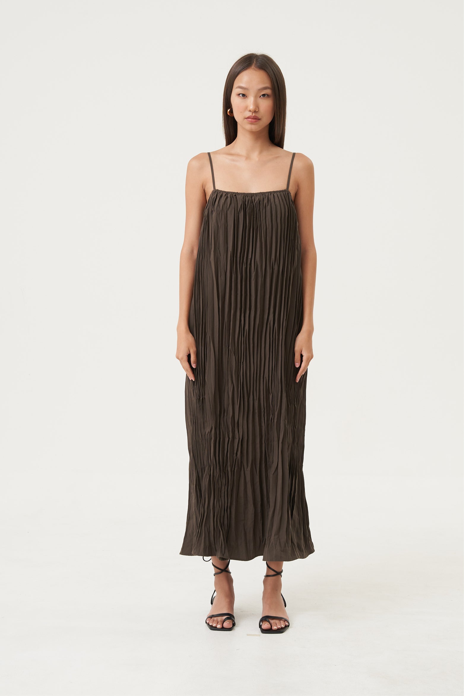 Naia Pleated Back-Tie Dress