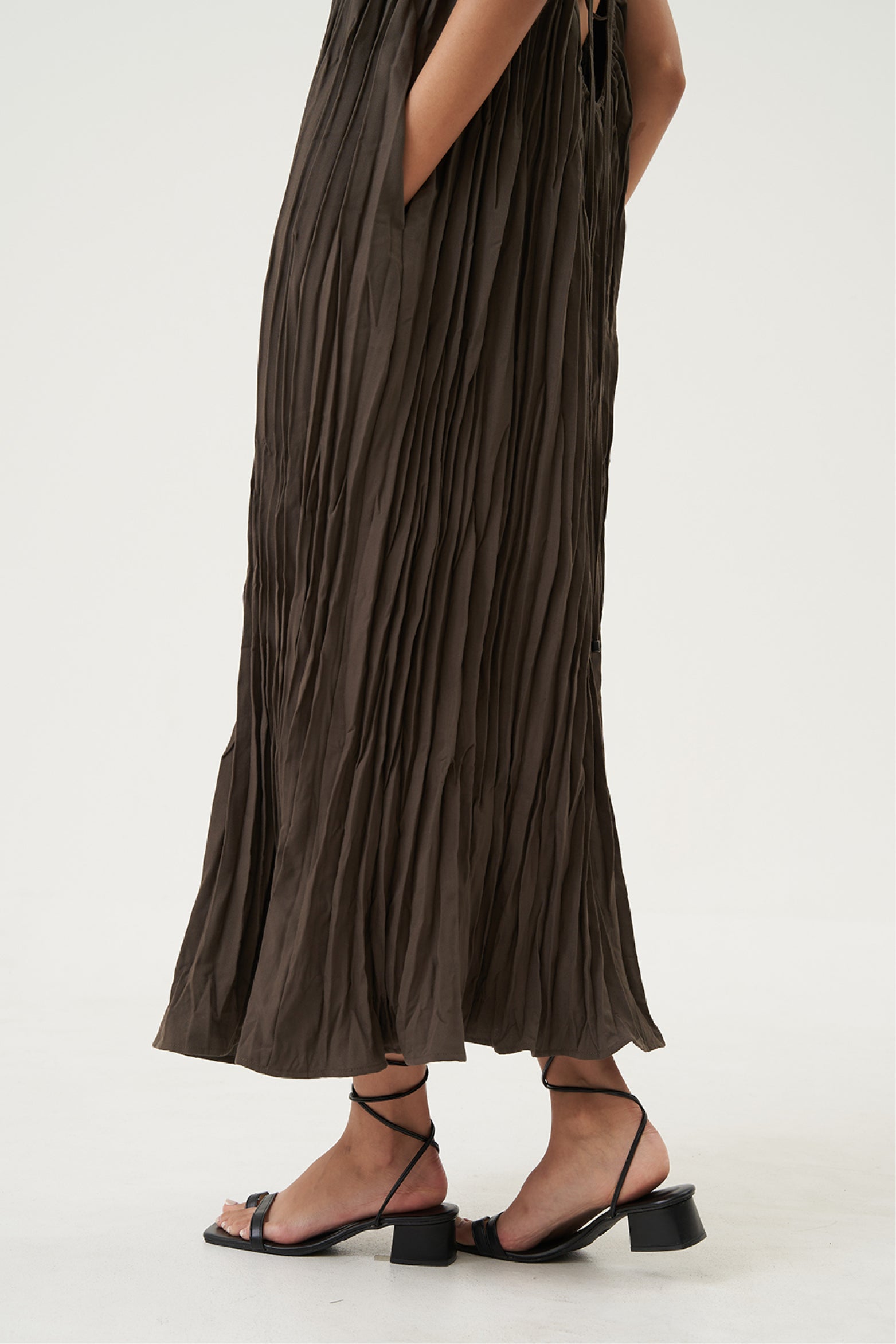 Naia Pleated Back-Tie Dress