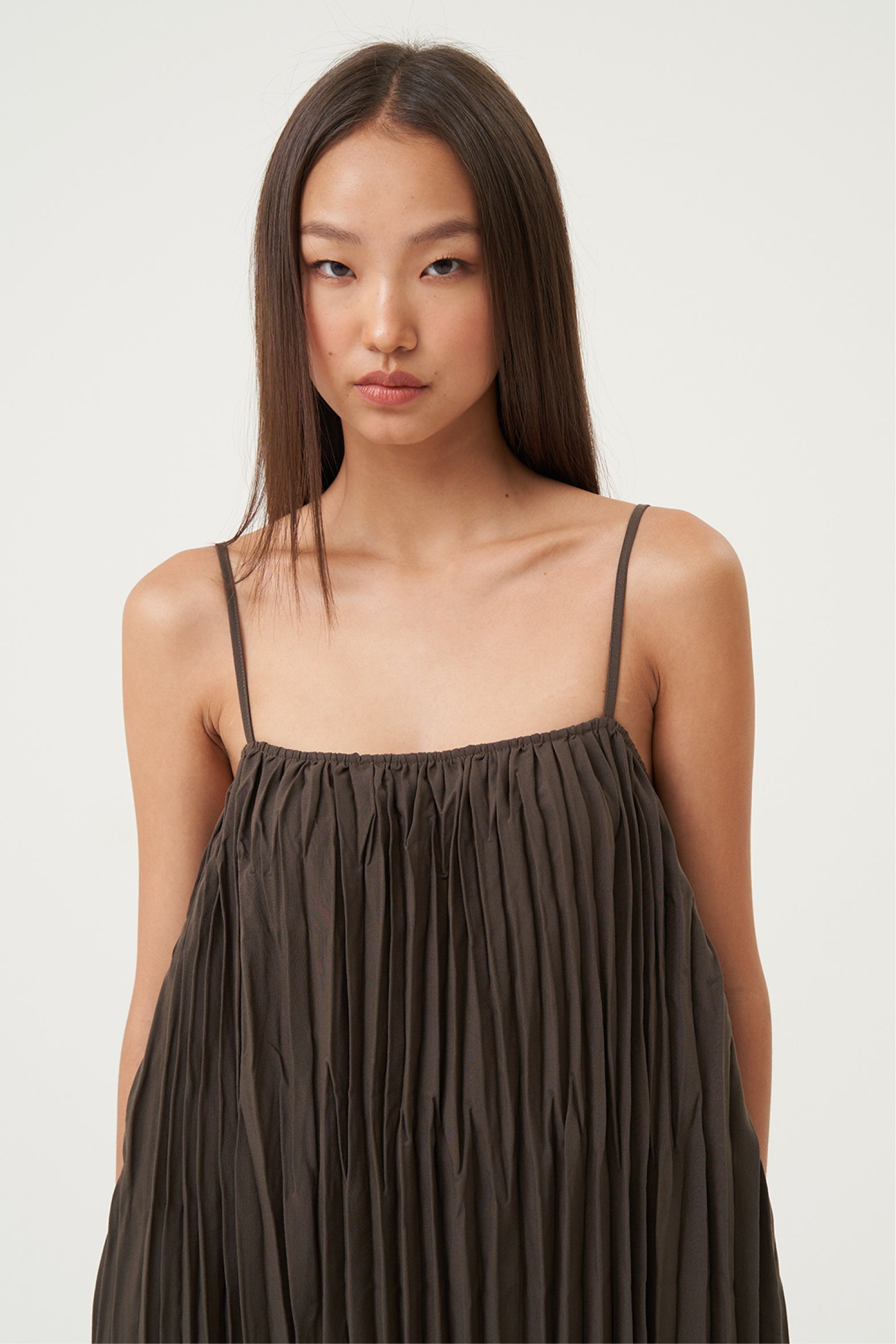 Naia Pleated Back-Tie Dress