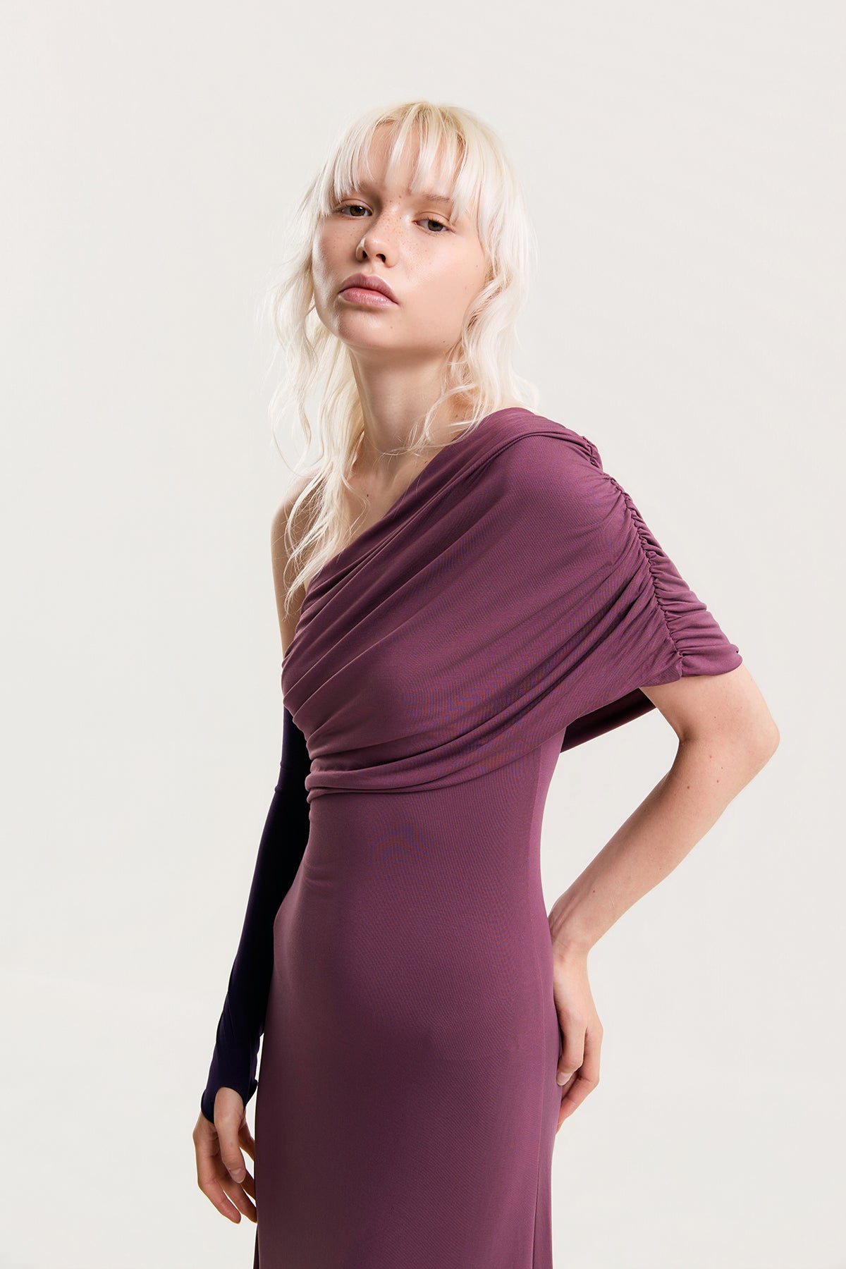 OTHER STORE Nocturne One-Shoulder Ruched Maxi Dress
