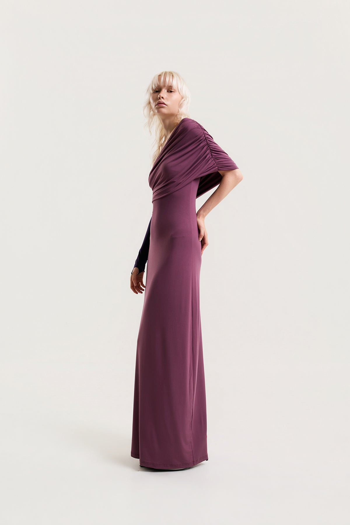 OTHER STORE Nocturne One-Shoulder Ruched Maxi Dress