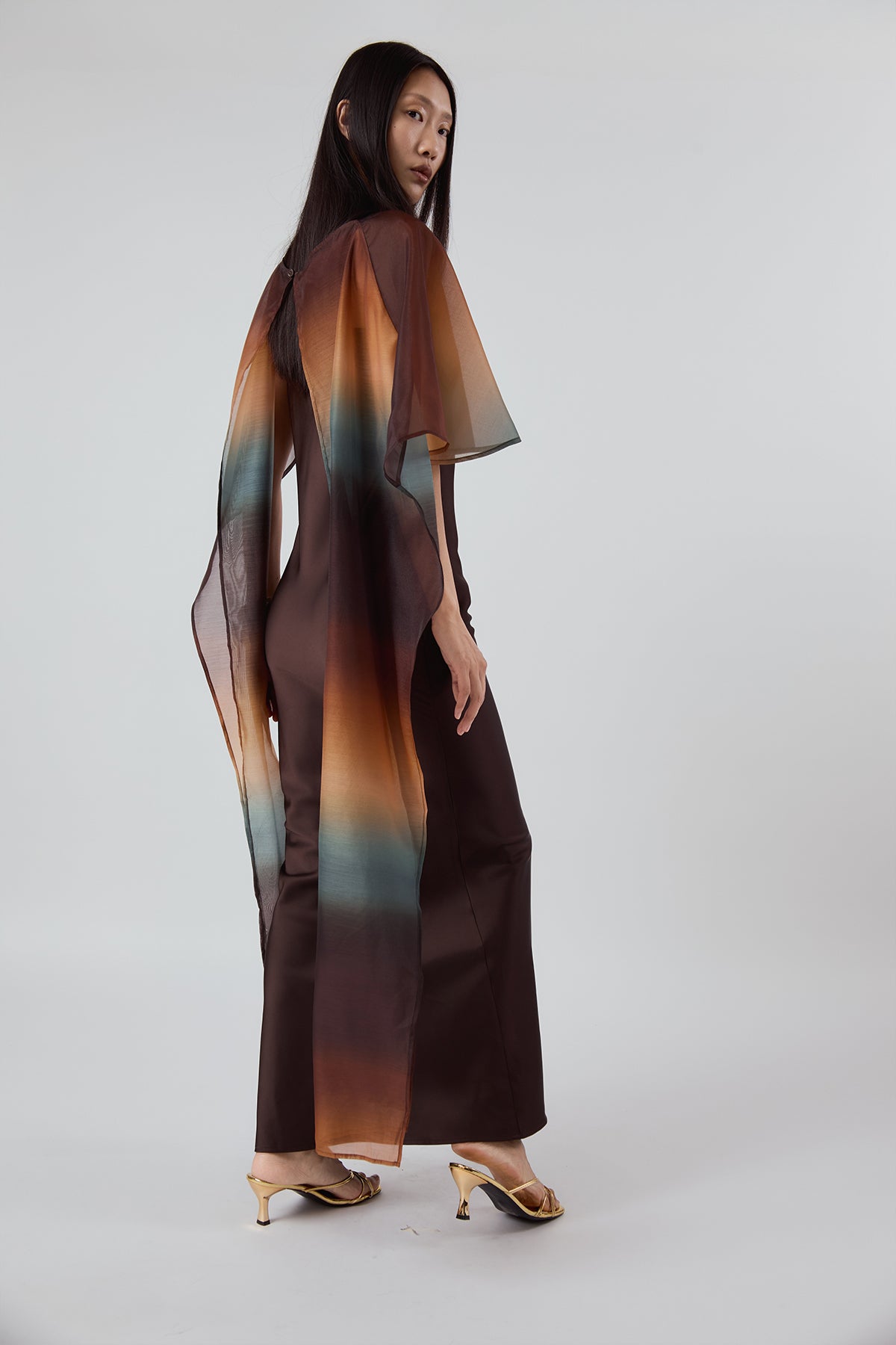 OTHER STORE Nocturne Veil Cape in Burnt Ombre