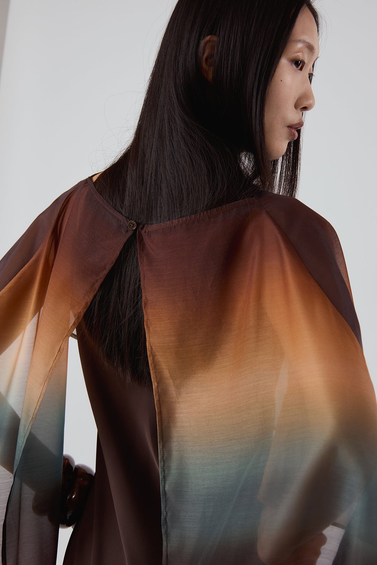 OTHER STORE Nocturne Veil Cape in Burnt Ombre