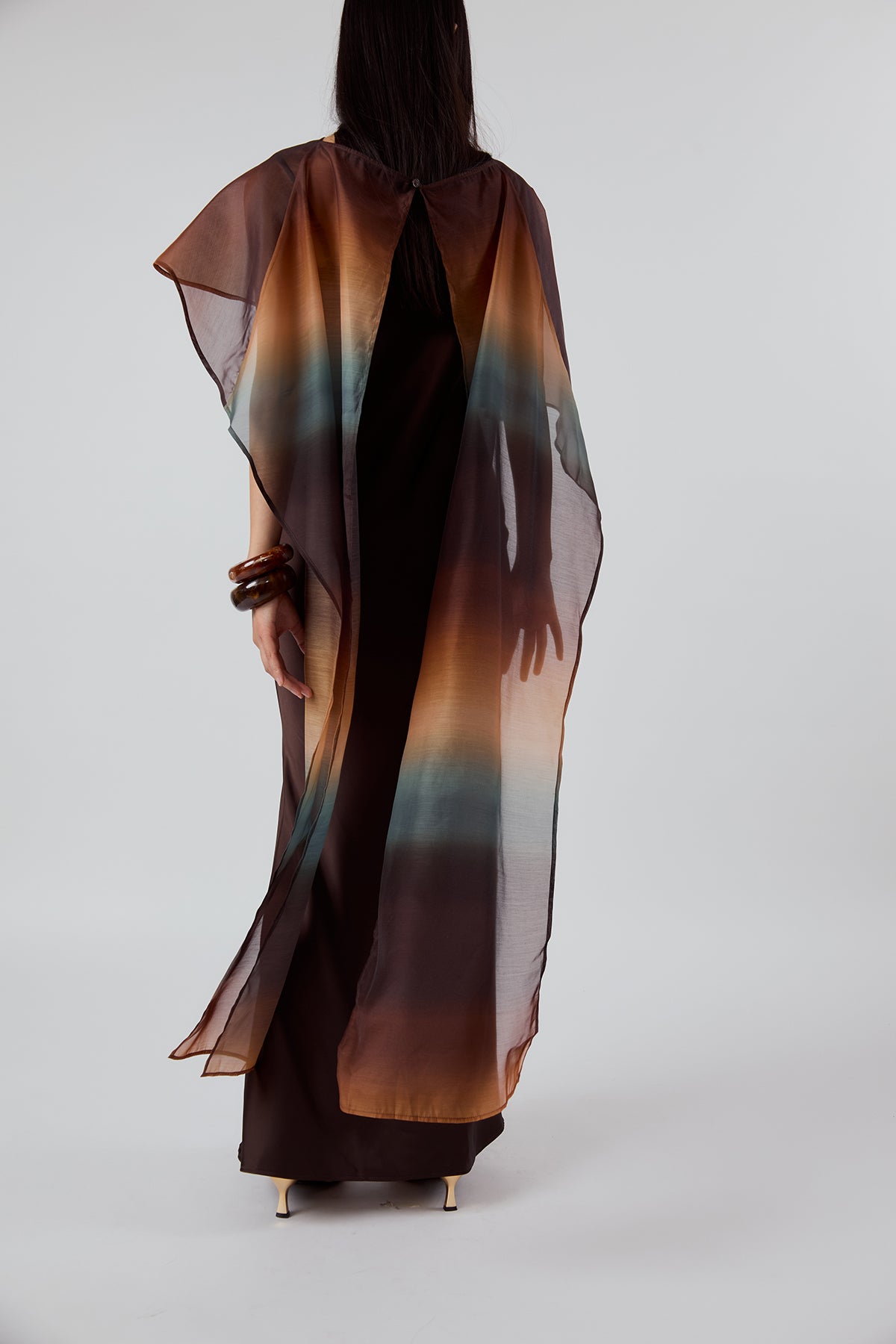 OTHER STORE Nocturne Veil Cape in Burnt Ombre