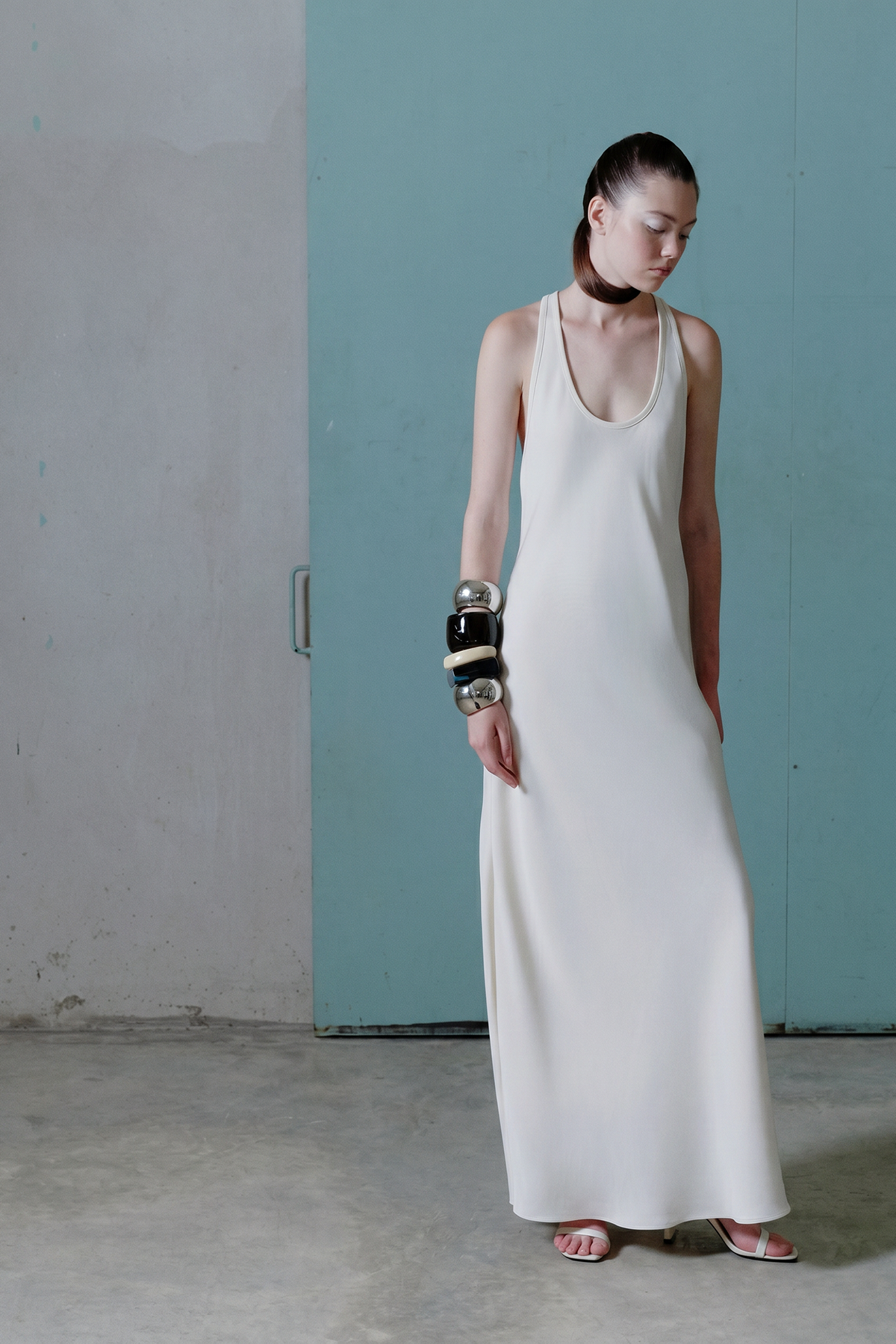 OTHER STORE Noemi Racerback Open-Back Maxi Dress in Ivory