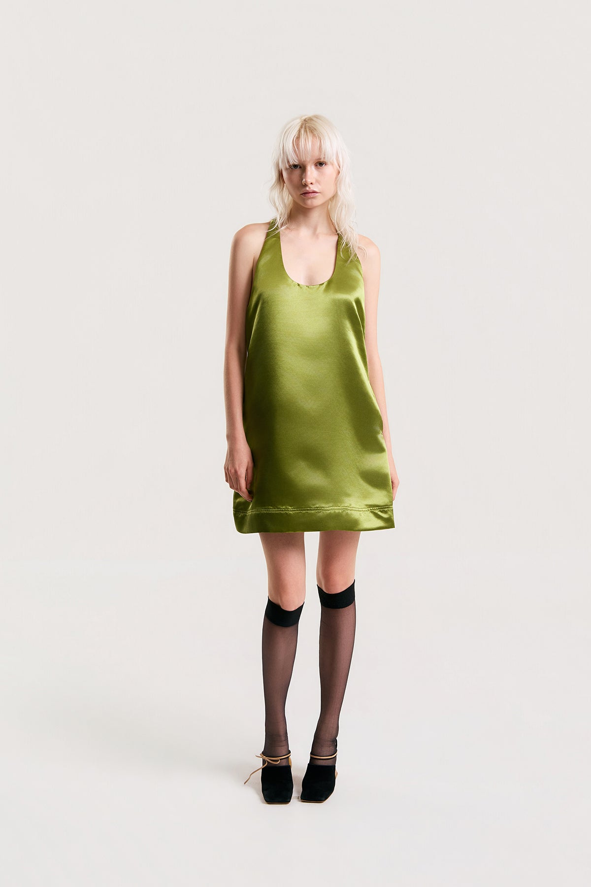 OTHER STORE Noemi Racerback Satin Mini Dress in Green