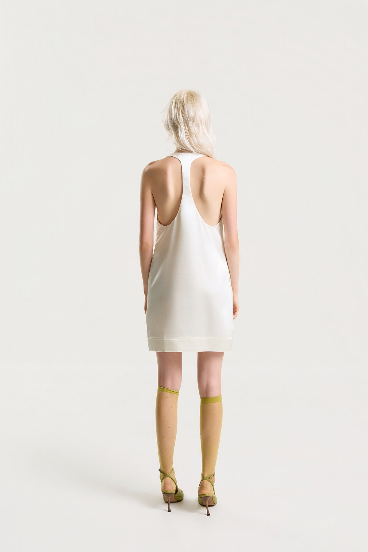 OTHER STORE Noemi Racerback Satin Mini Dress in Ivory