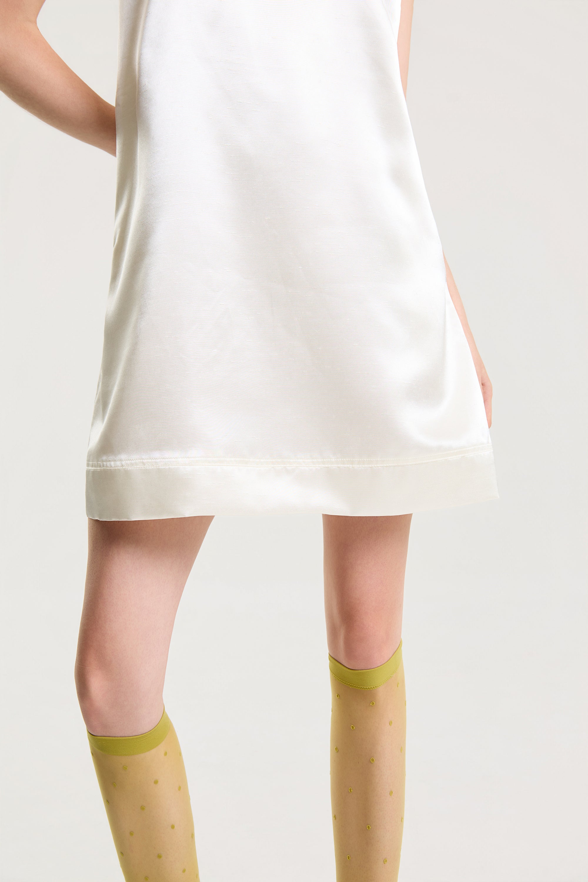 OTHER STORE Noemi Racerback Satin Mini Dress in Ivory
