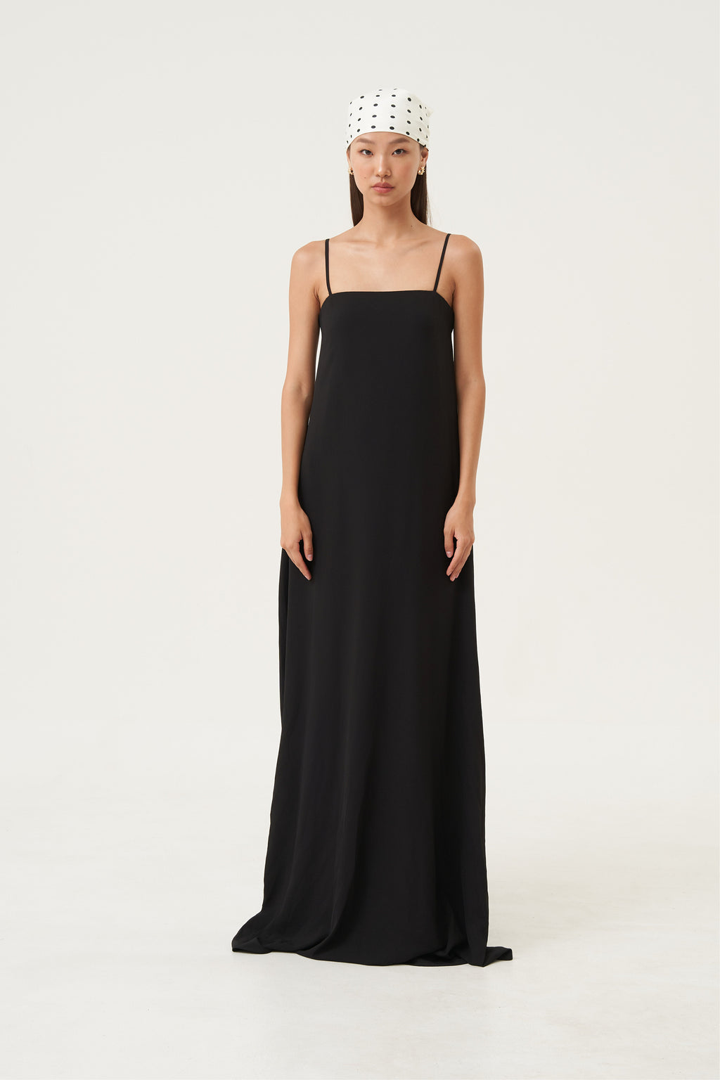 Noir Drape-Back Maxi Dress