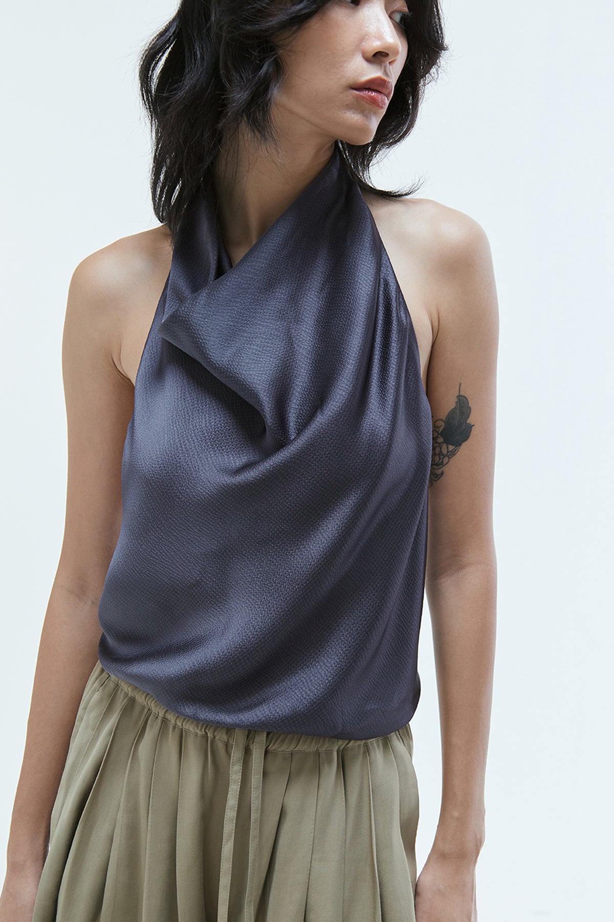 Calypso Drape Halter Top Grey
