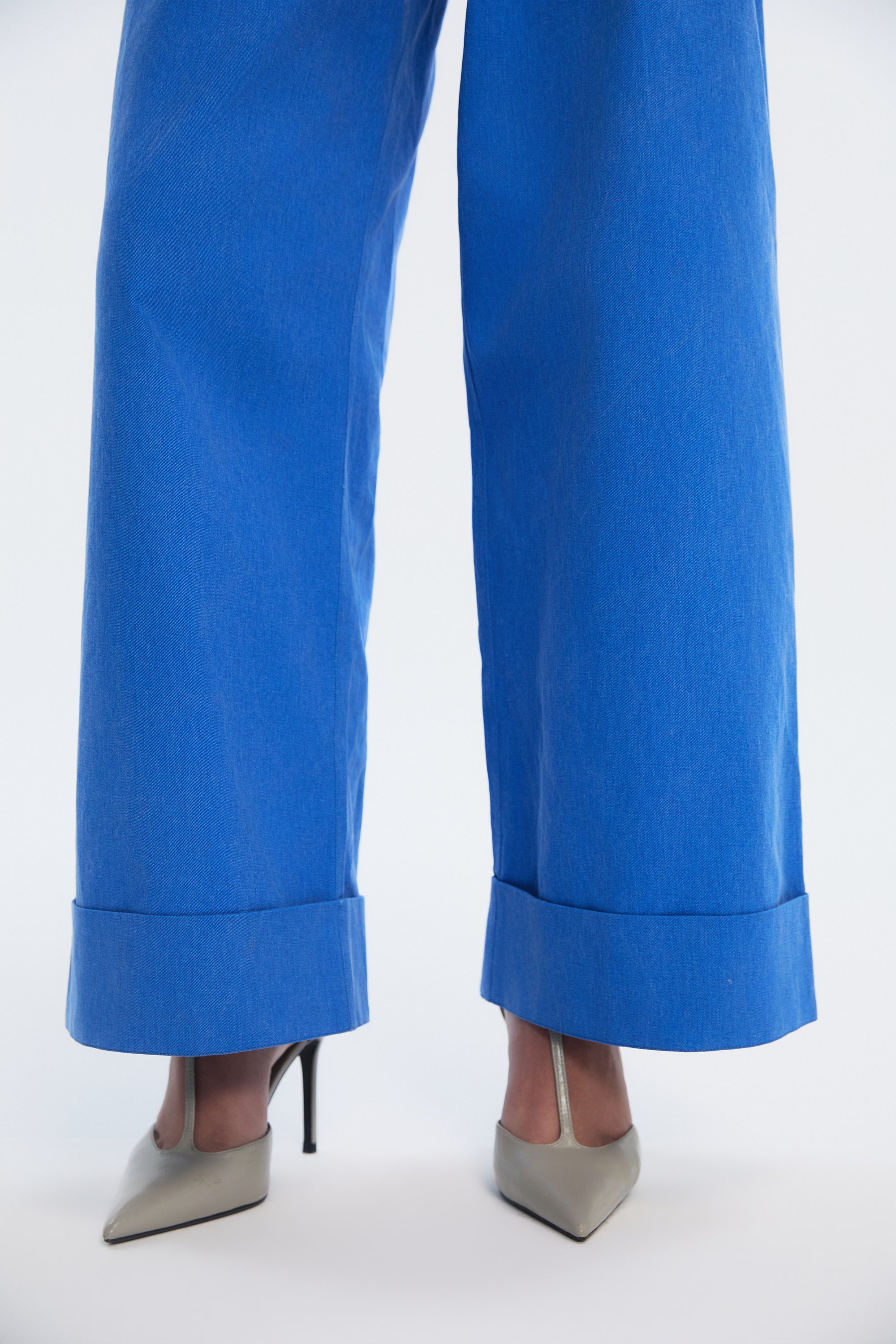 OTHER STORE Apex Tie-Waist Cuffed Wide-Leg Trousers In Blue