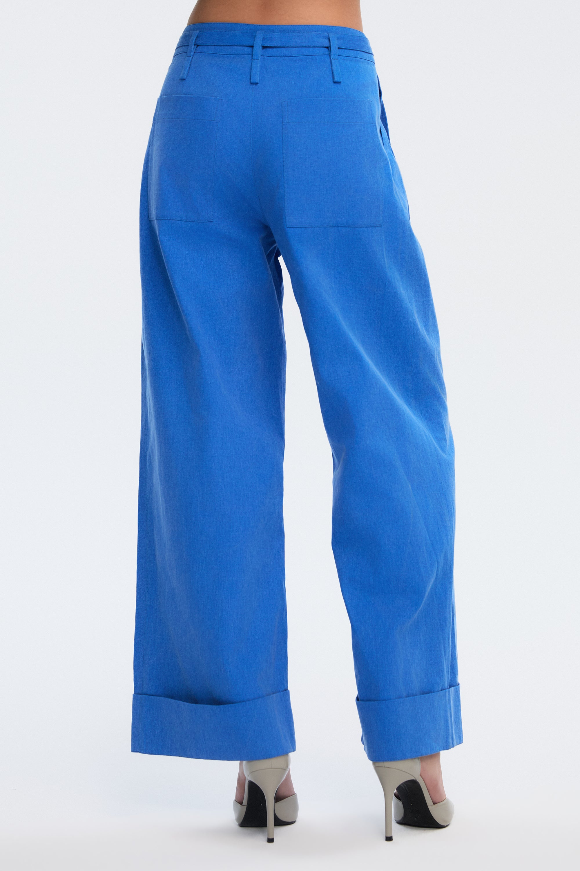 OTHER STORE Apex Tie-Waist Cuffed Wide-Leg Trousers In Blue