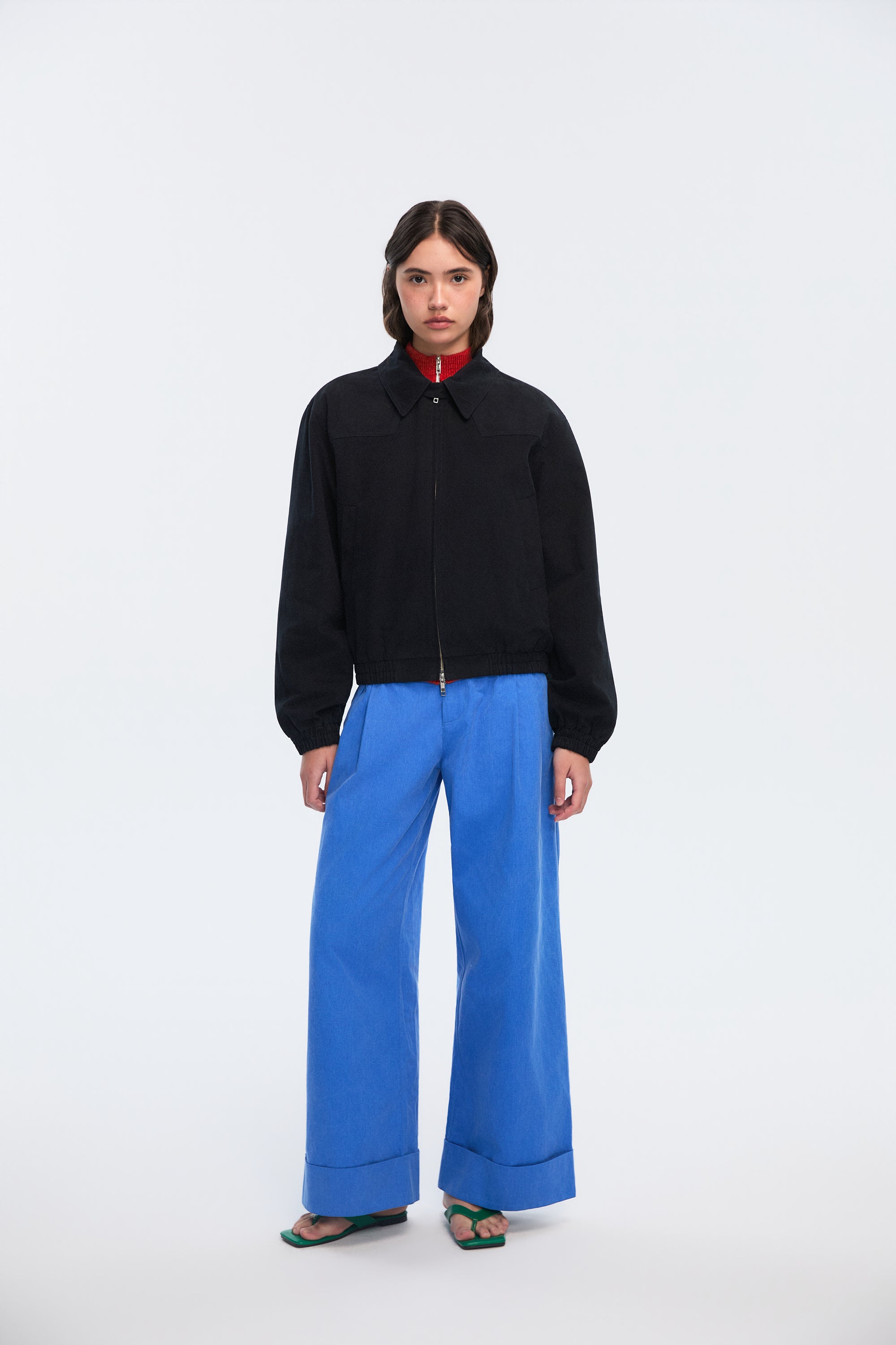 OTHER STORE Apex Tie-Waist Cuffed Wide-Leg Trousers In Blue