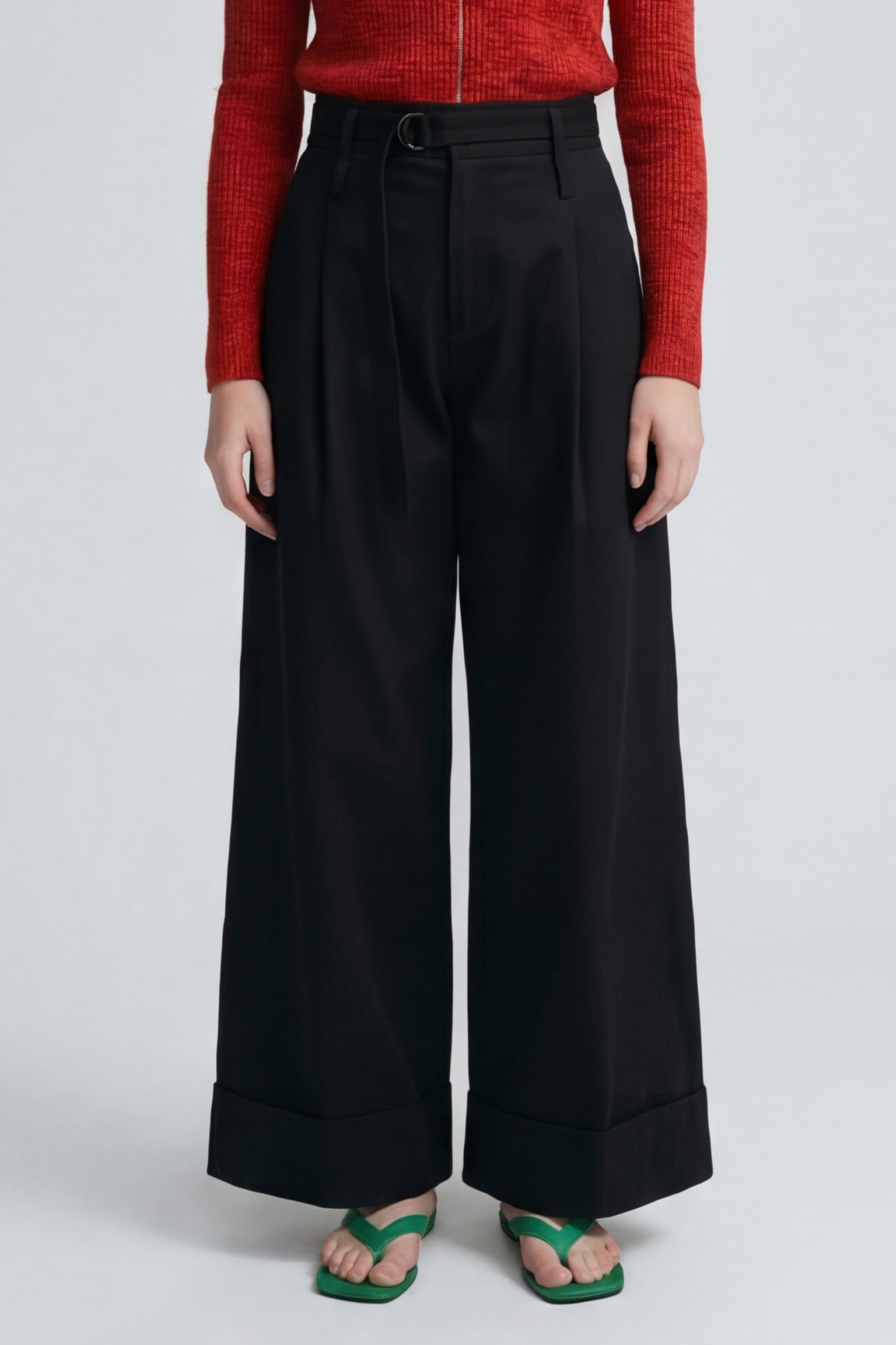 OTHER STORE Apex Tie-Waist Cuffed Wide-Leg Trousers In Black
