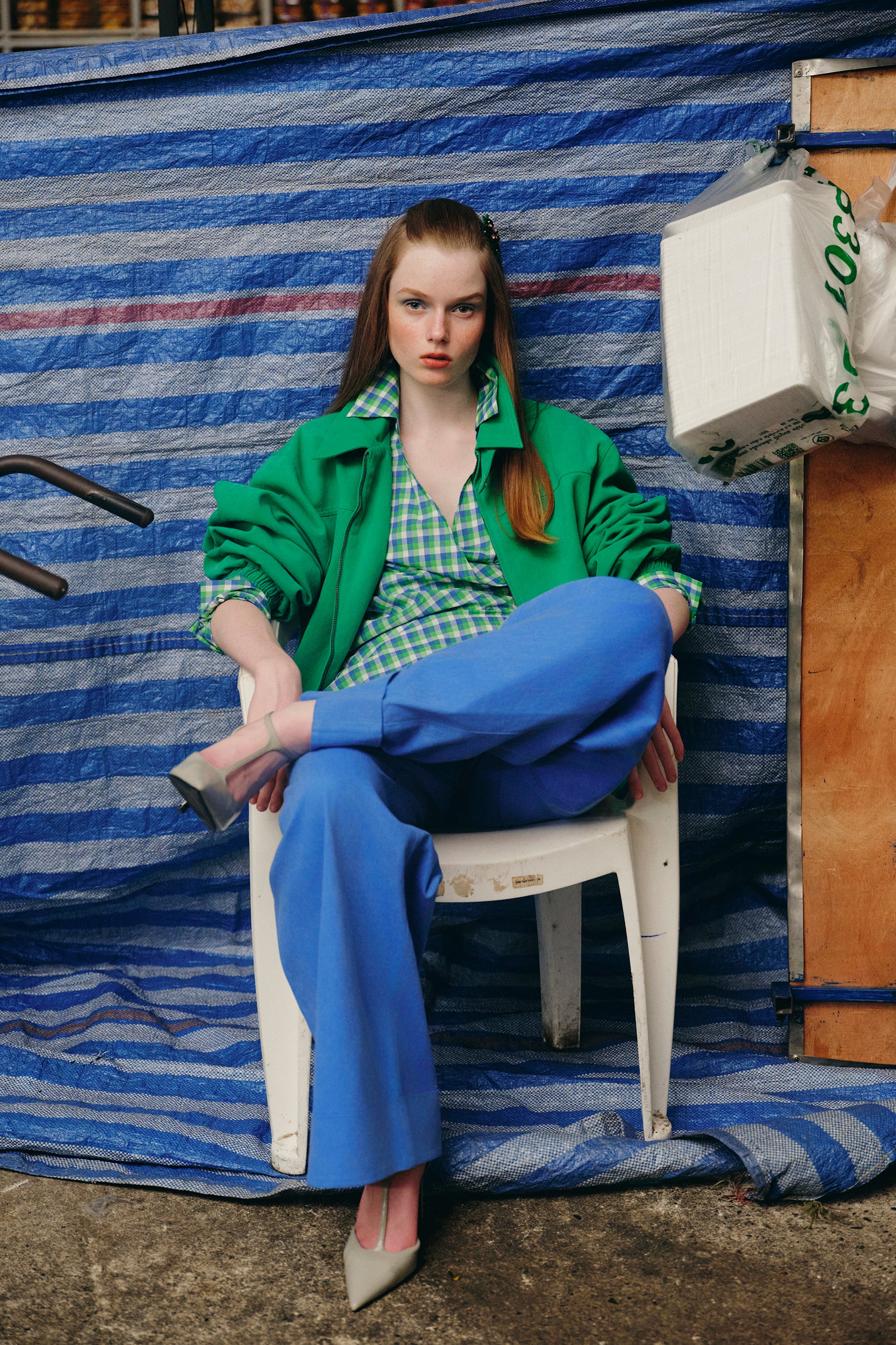 OTHER STORE Axis Double-Zipper Cropped Utility Jacket In Green