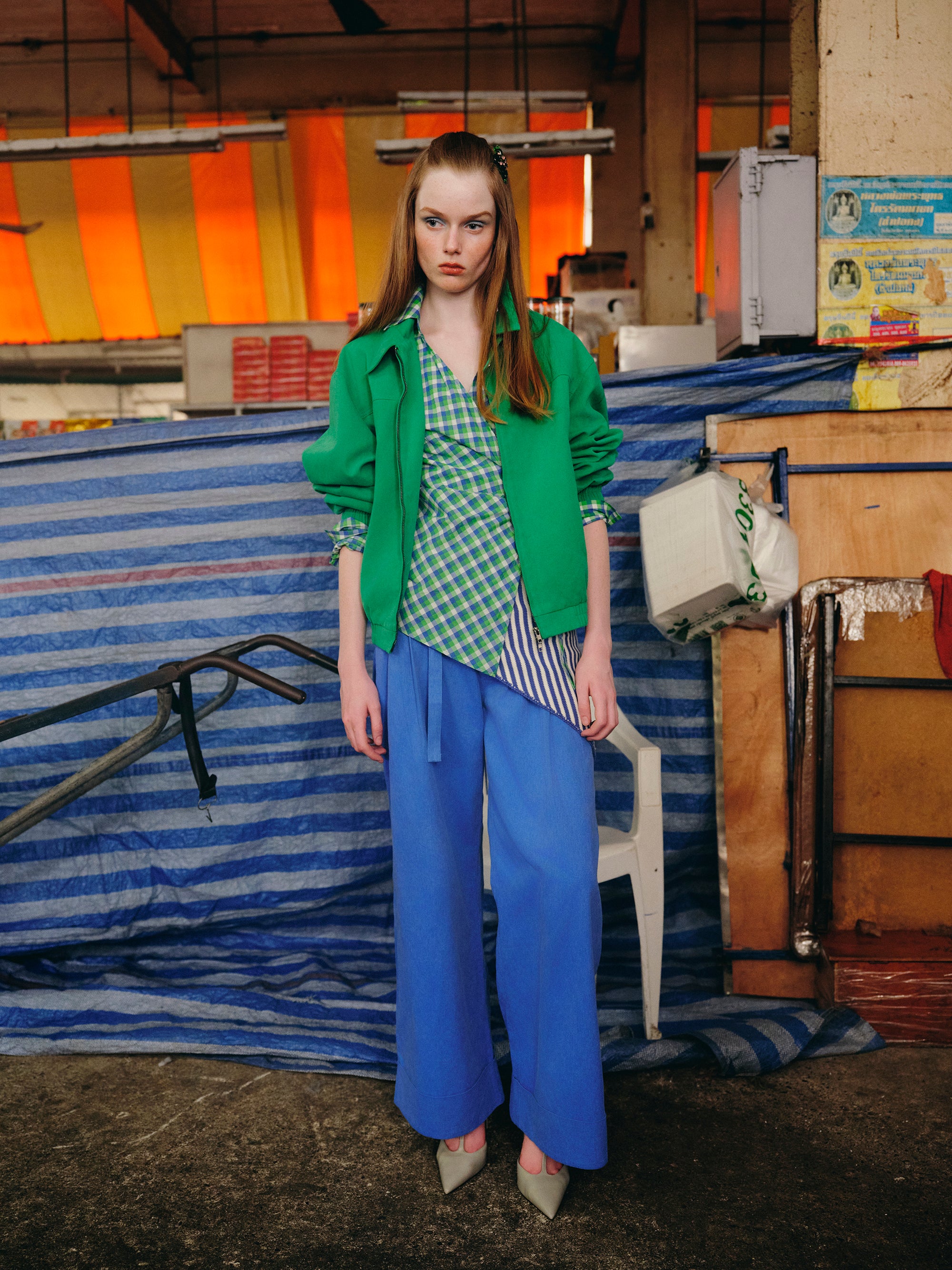 OTHER STORE Axis Double-Zipper Cropped Utility Jacket In Green