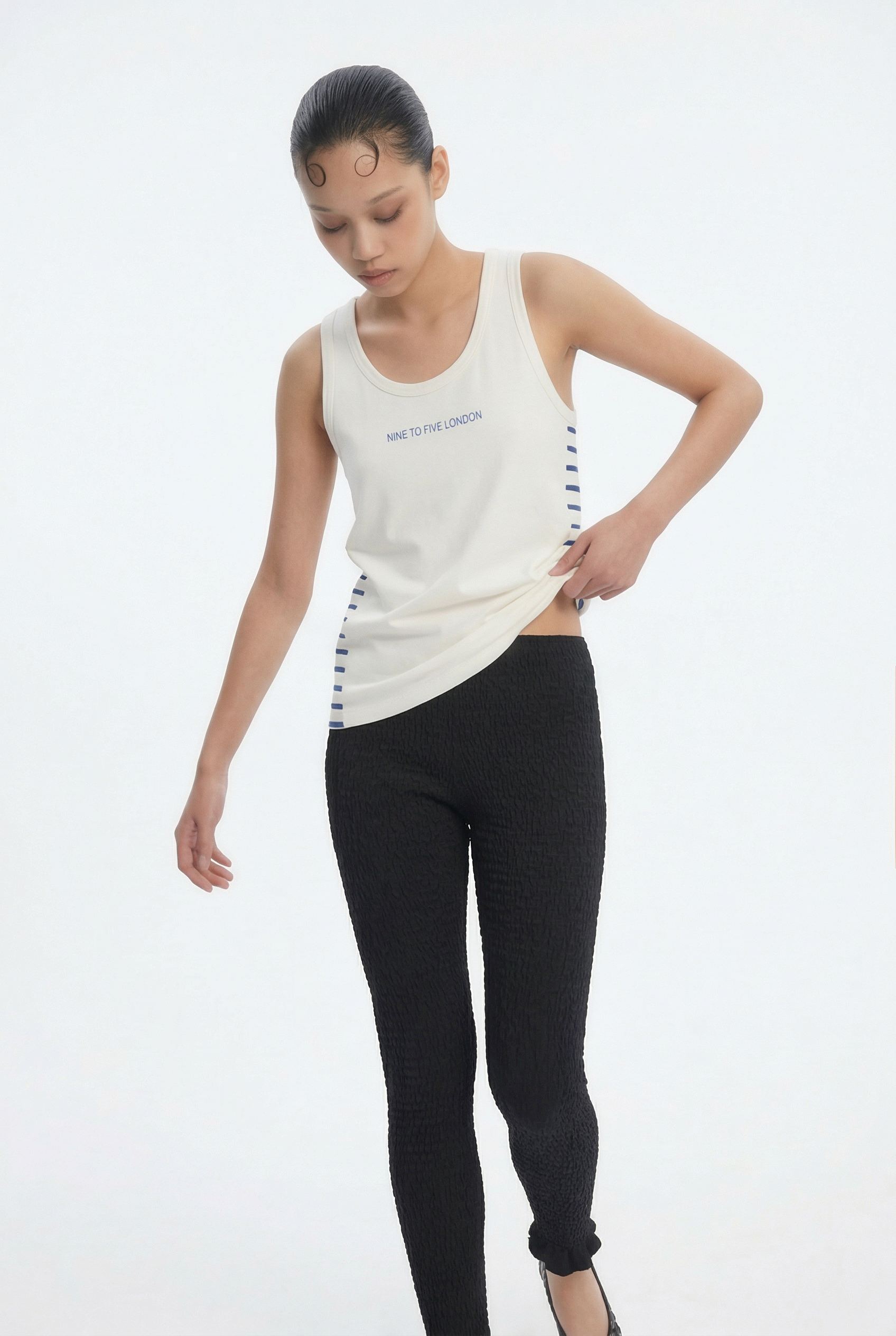 OTHER STORE Lobster Slogan Striped Tank in Nautical Blue