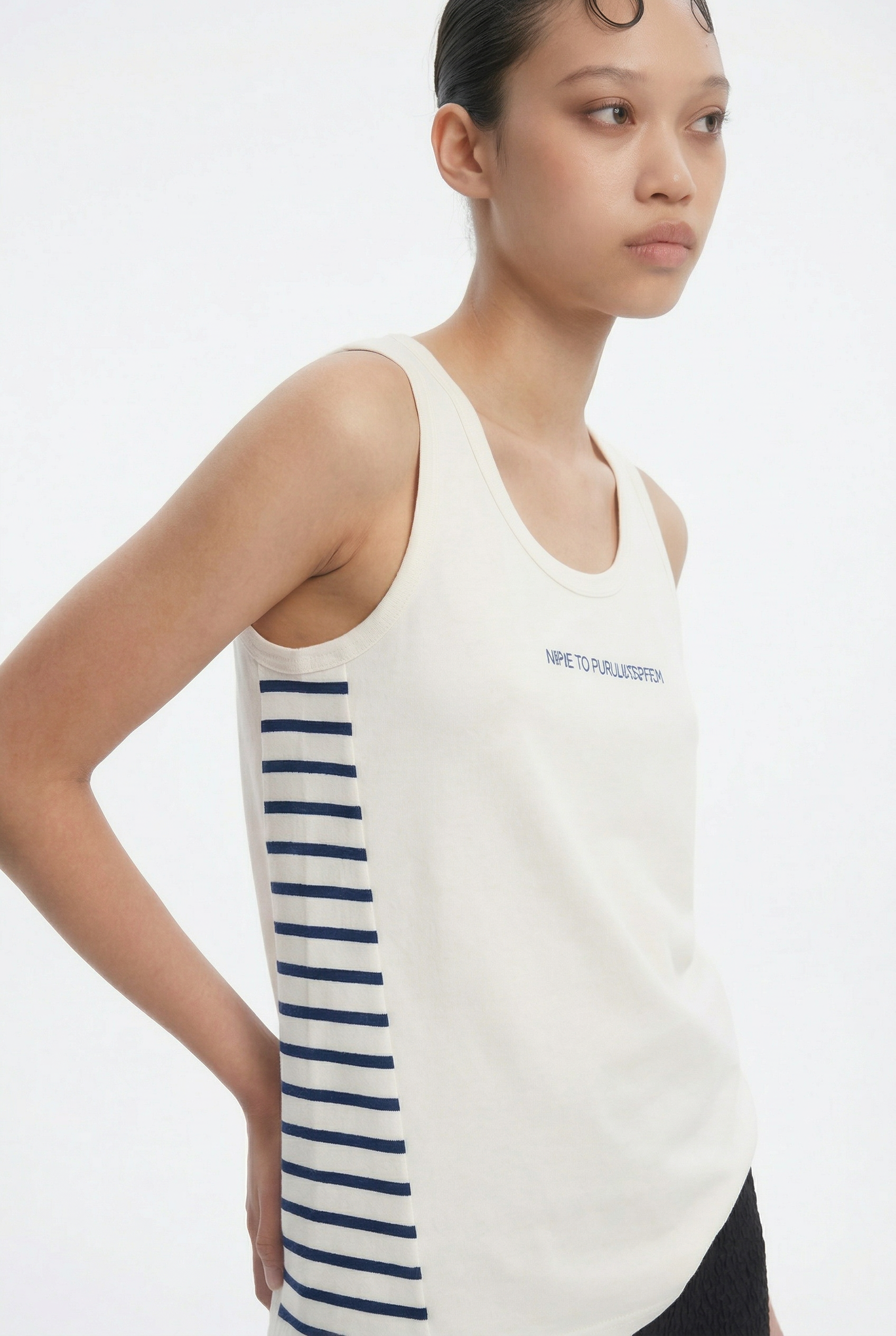 OTHER STORE Lobster Slogan Striped Tank in Nautical Blue