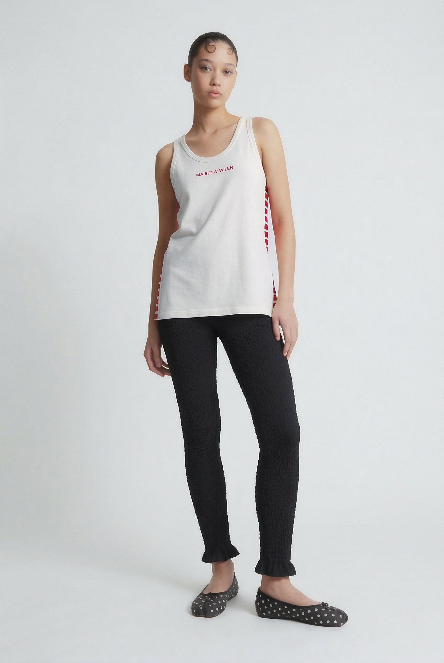 OTHER STORE Lobster Slogan Striped Tank in Sunset Red