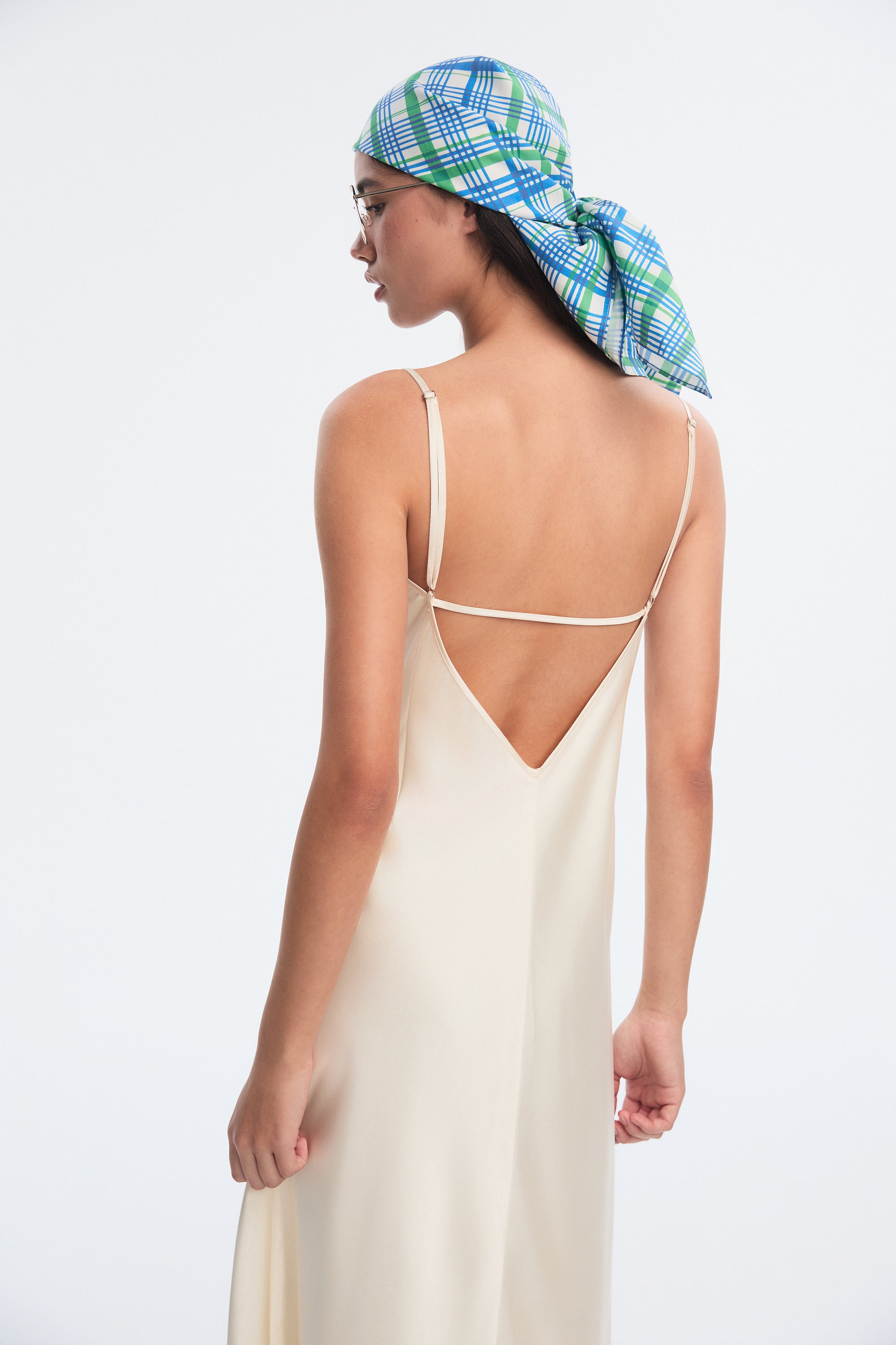 OTHER STORE Lustre Silk-Effect Cut-Out Slip Dress in Cream Pear