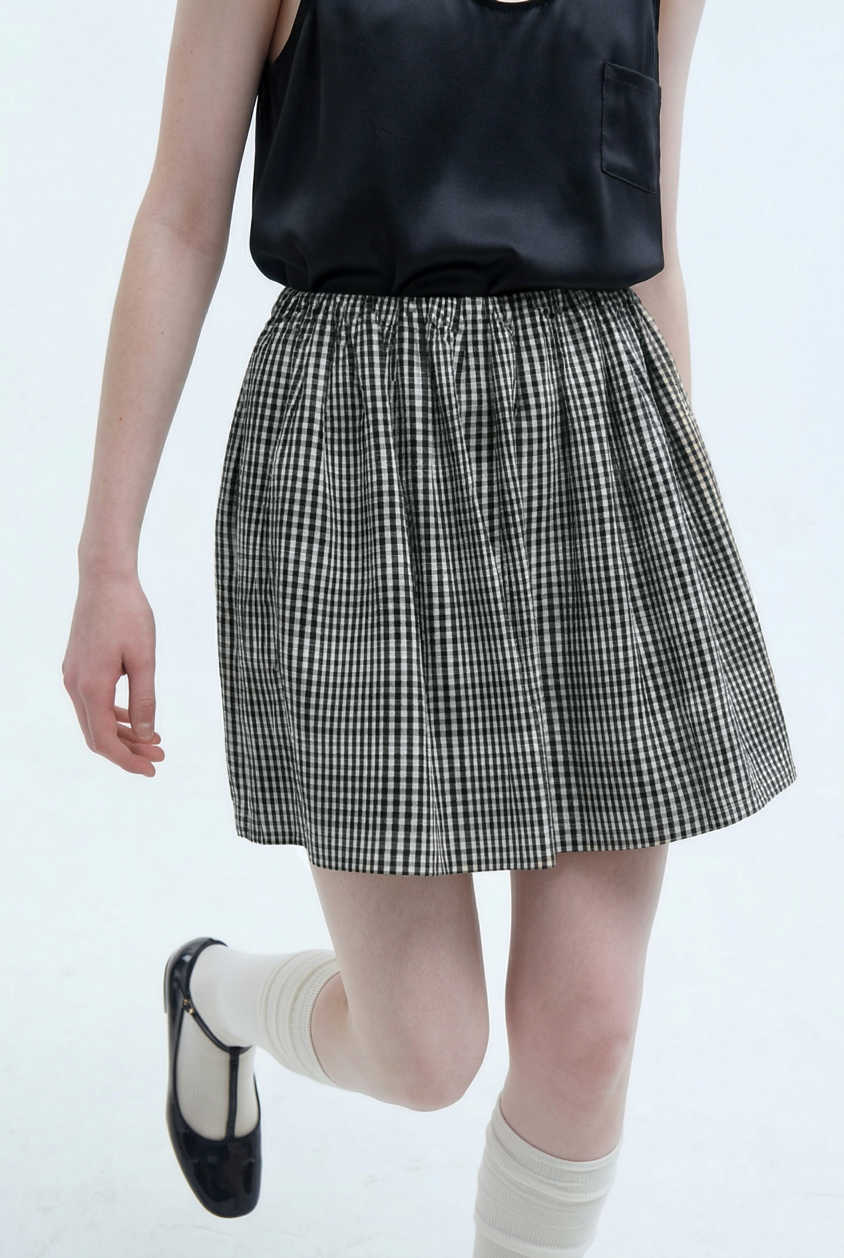 OTHER STORE Picnic Gingham Lyocell A-Line Mini Skirt