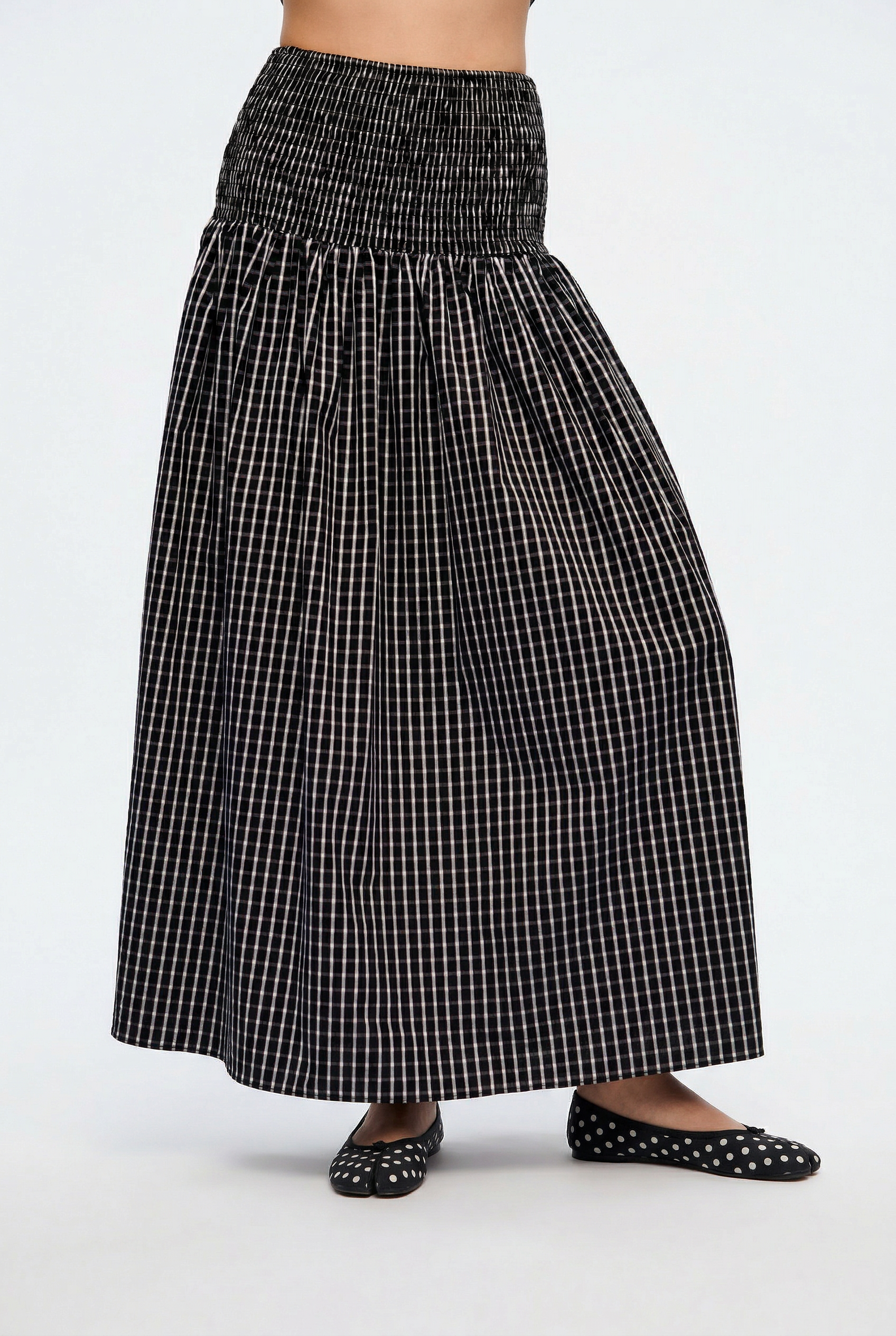 OTHER STORE Picnic Gingham Smocked Maxi Skirt