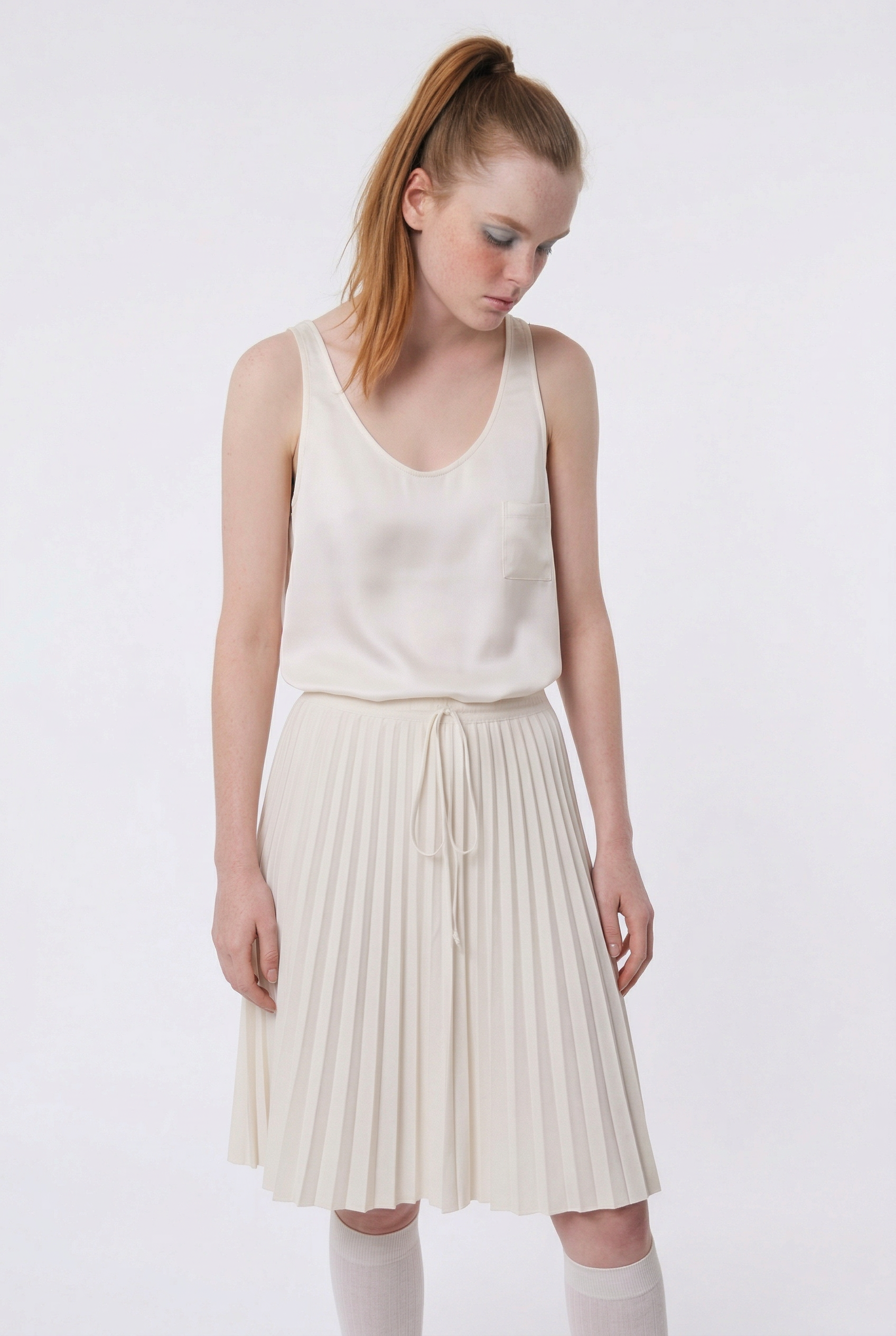 OTHER STORE Silk-Touch U-Neck Triacetate Tank Top in Pearl Ivory