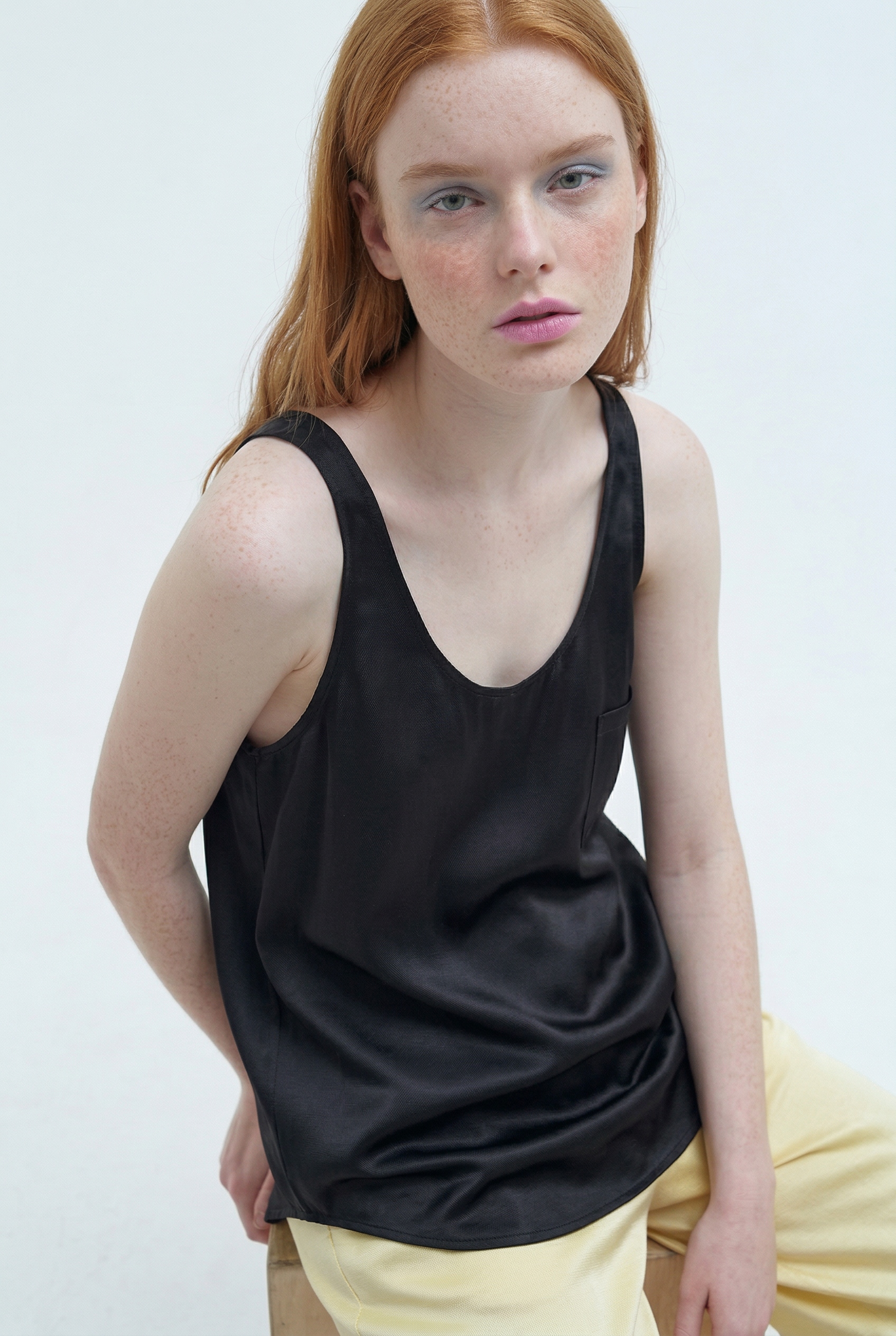 OTHER STORE Silk-Touch U-Neck Triacetate Tank Top in Onyx Black