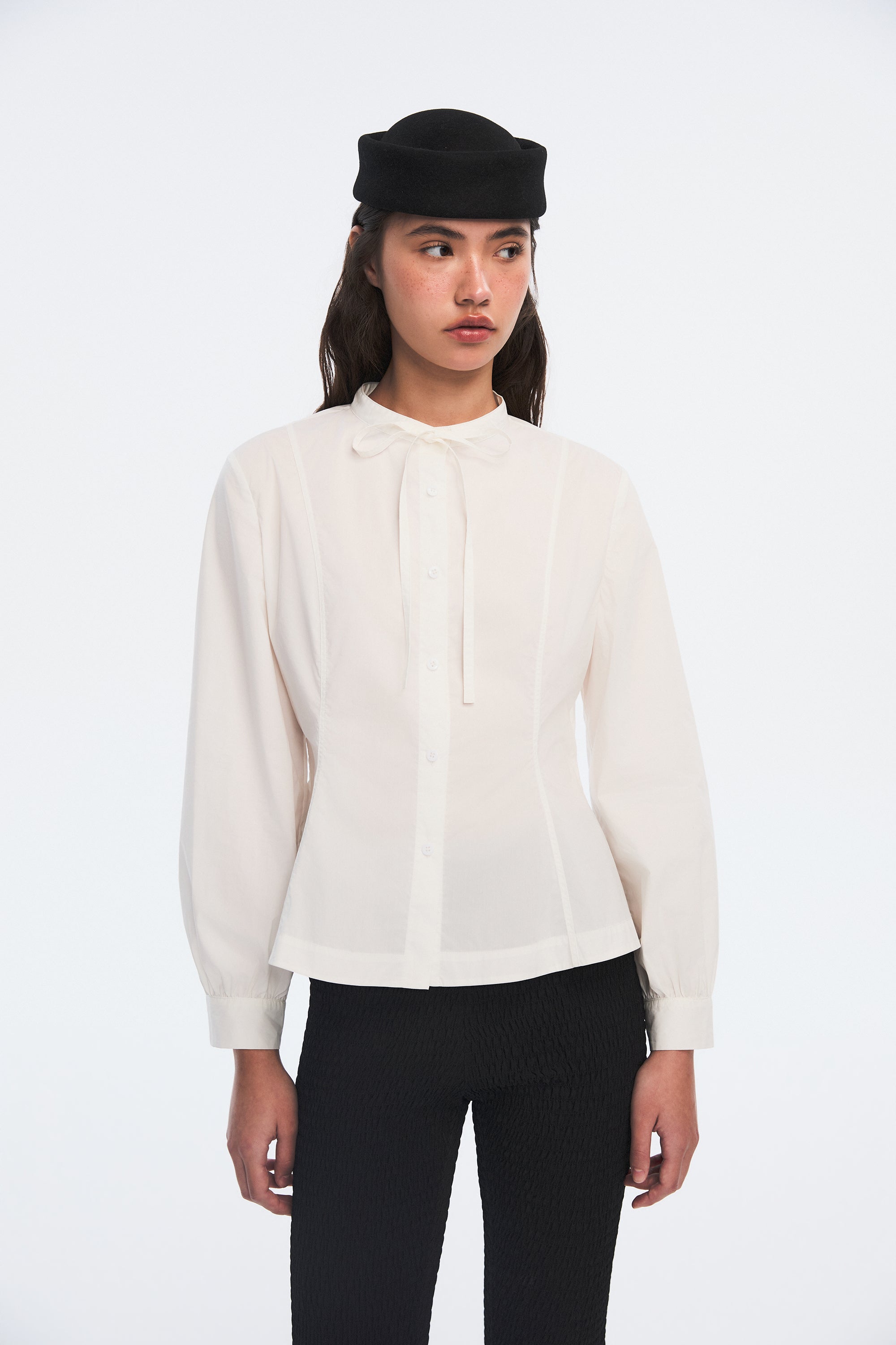 OTHER STORE Sonata Sculptural Shirt in Lily White