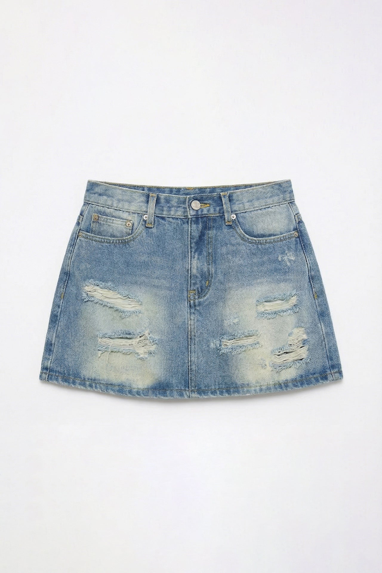 OTHER STORE Trace Bleached-Wash Distressed Denim Skort