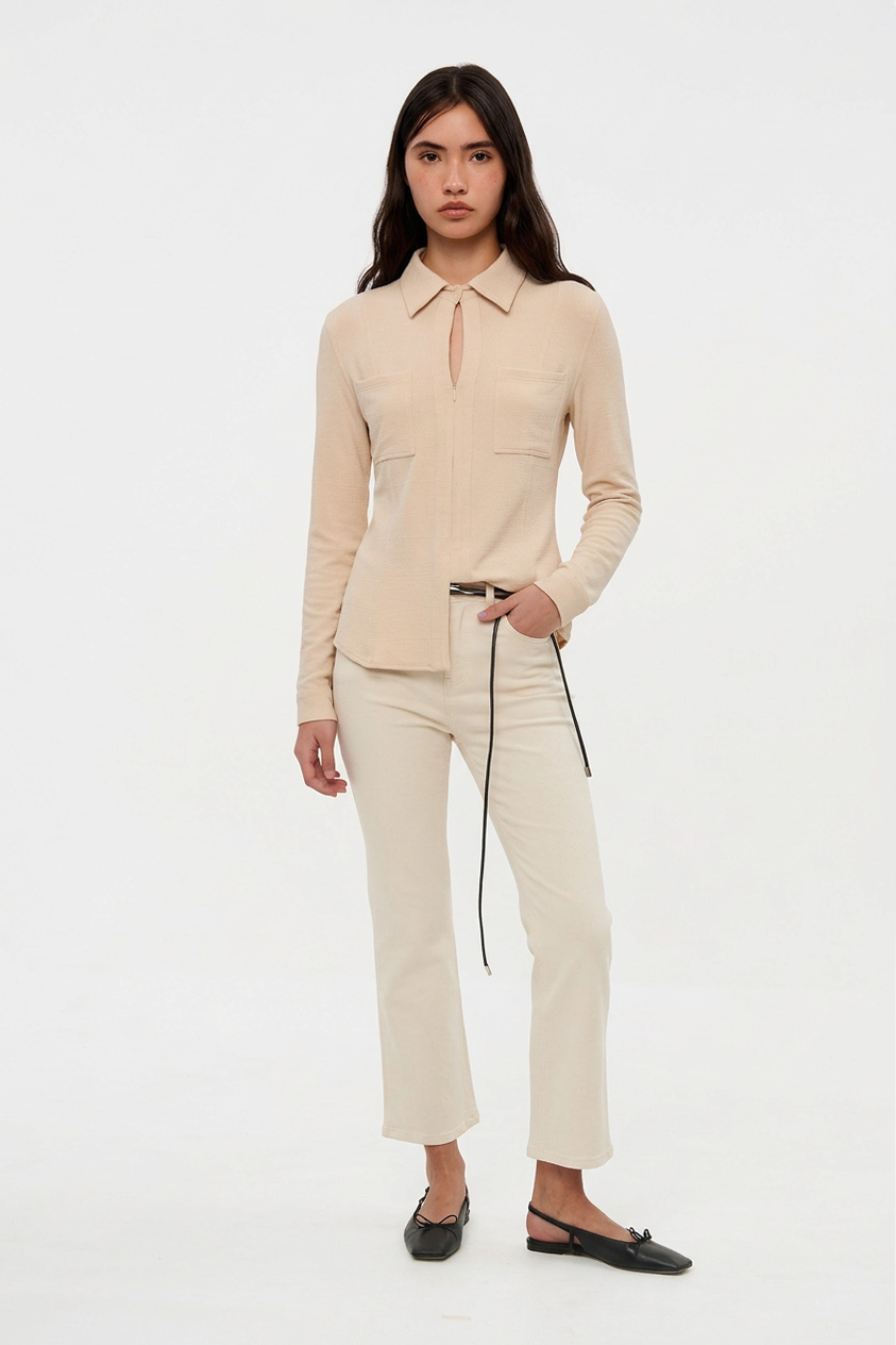 OTHER STORE Tweed Tailored Tweed-Effect Shirt in Ivory
