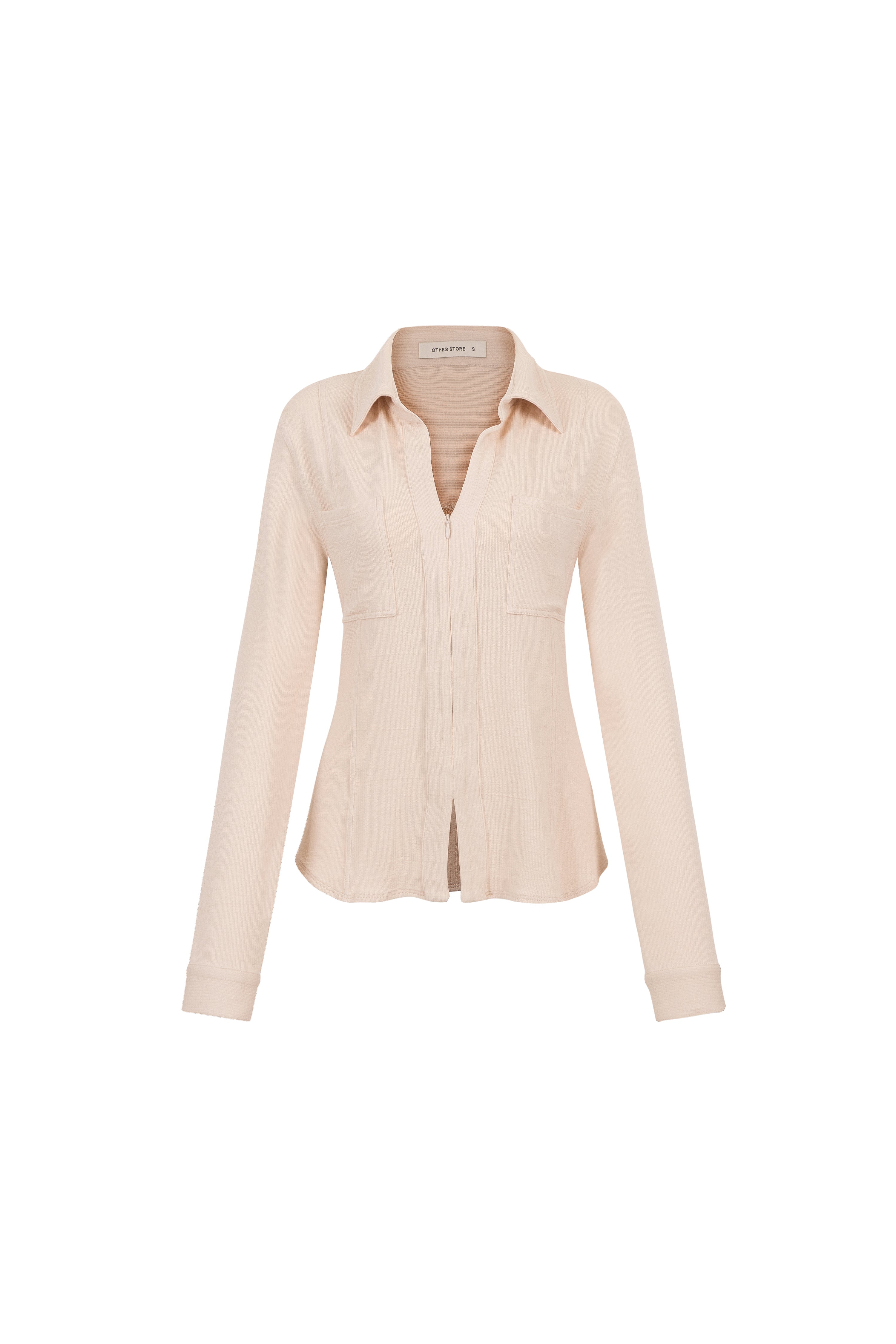 OTHER STORE Tweed Tailored Tweed-Effect Shirt in Ivory