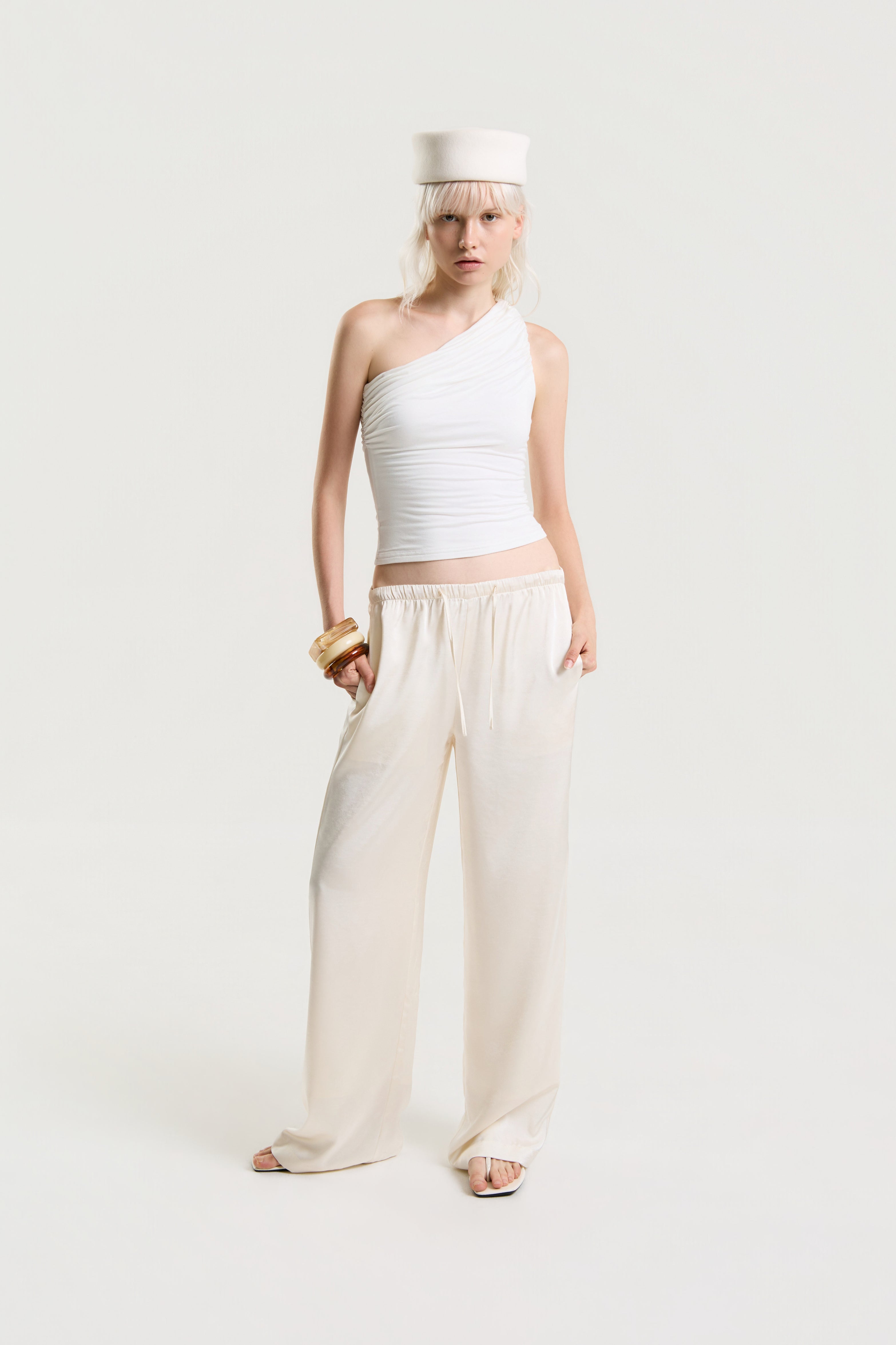 OTHER STORE Zaria Sculpted One-Shoulder Top in Ivory