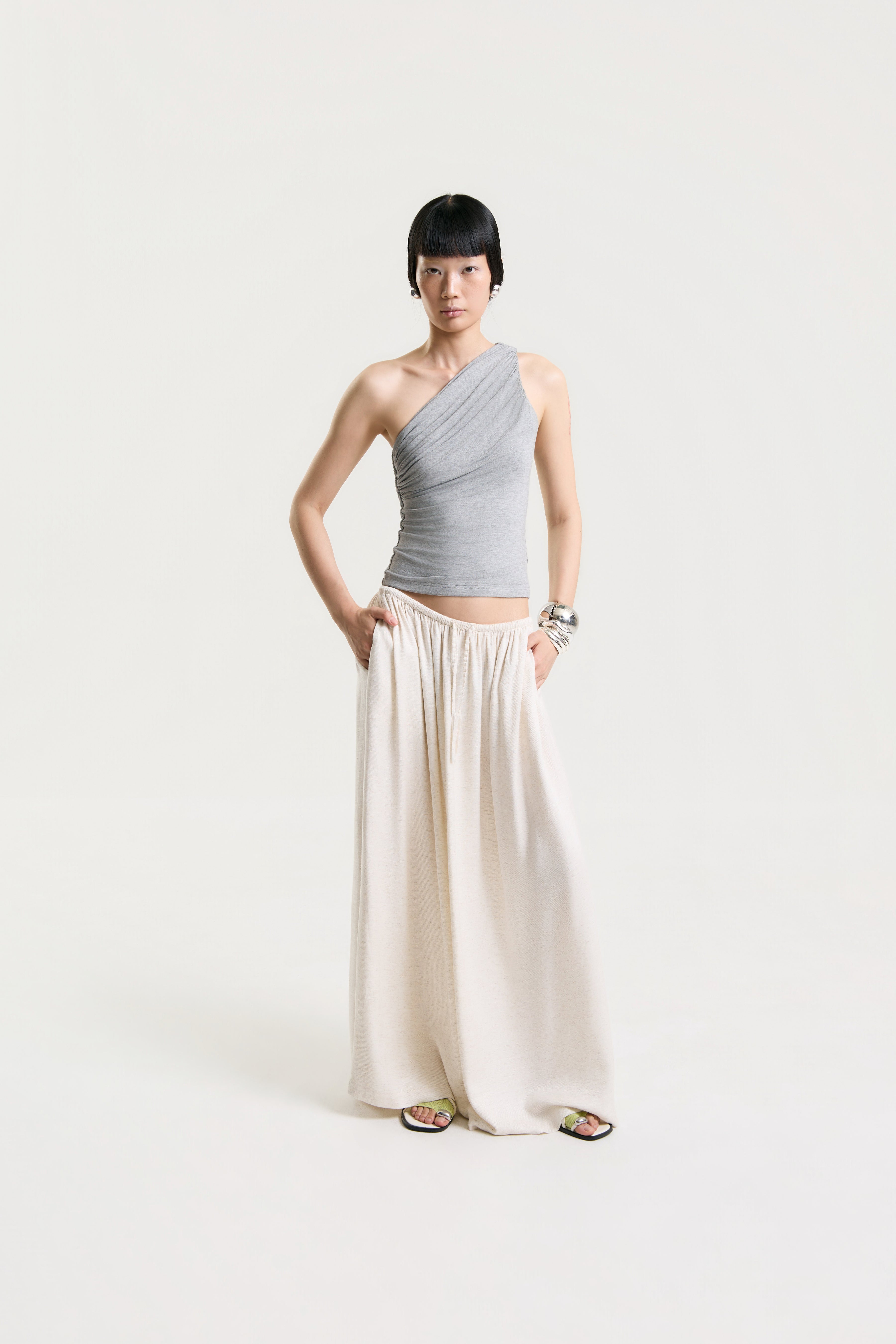 OTHER STORE Zaria Sculpted One-Shoulder Top in Grey