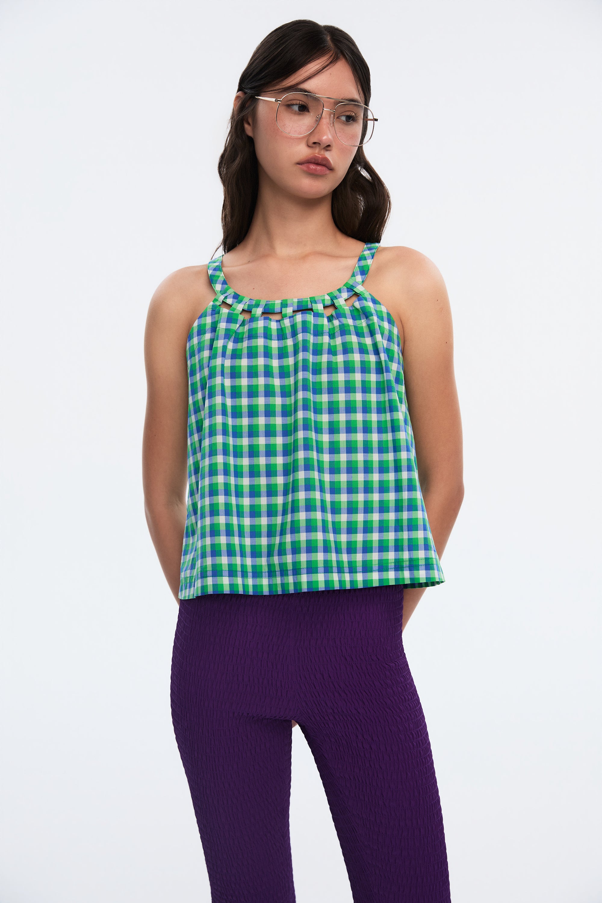 OTHER STORE Arc Bridge-Detail Square-Cutout Halter Top