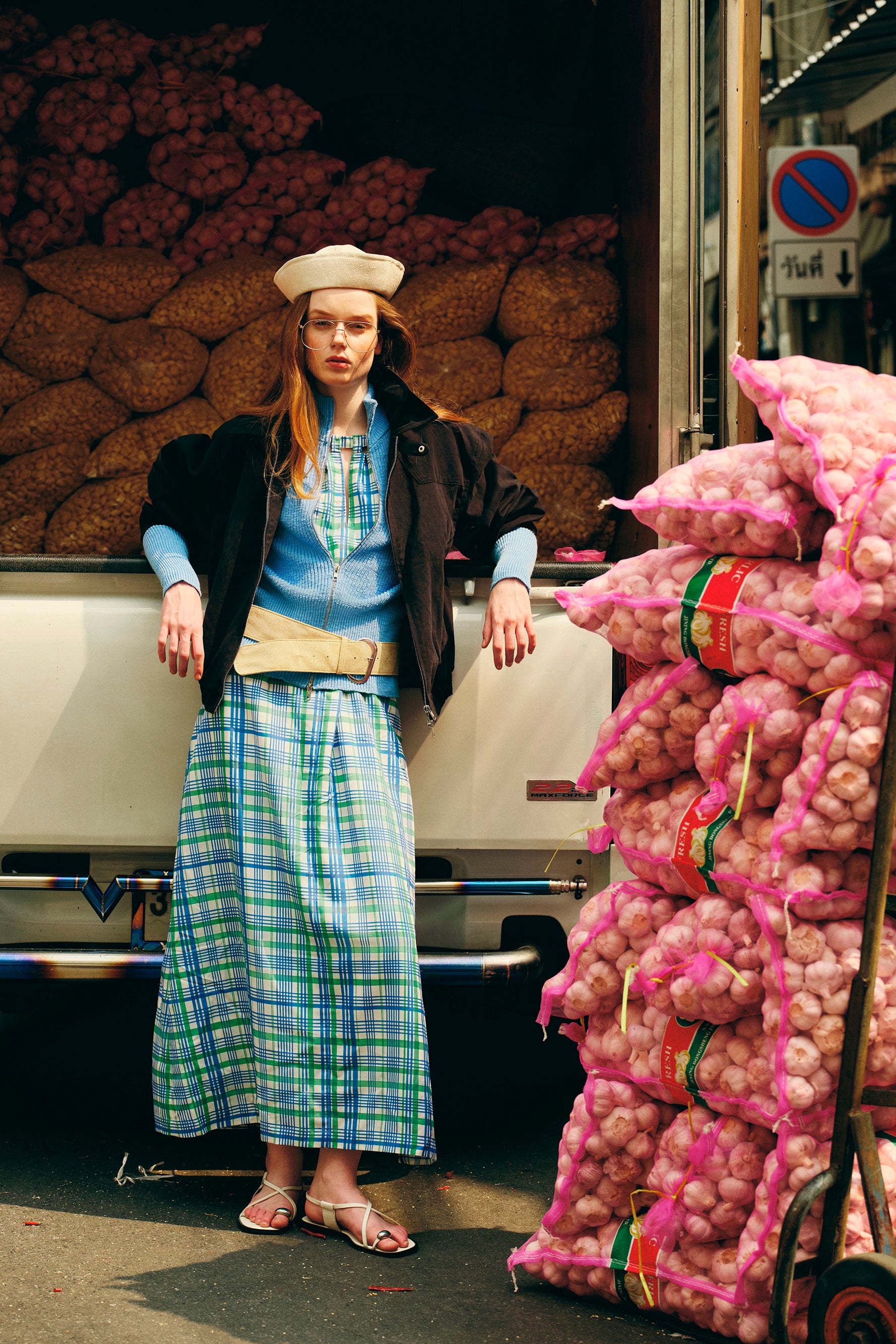 OTHER STORE Arc Lyocell-Blend Large Check Halter Dress