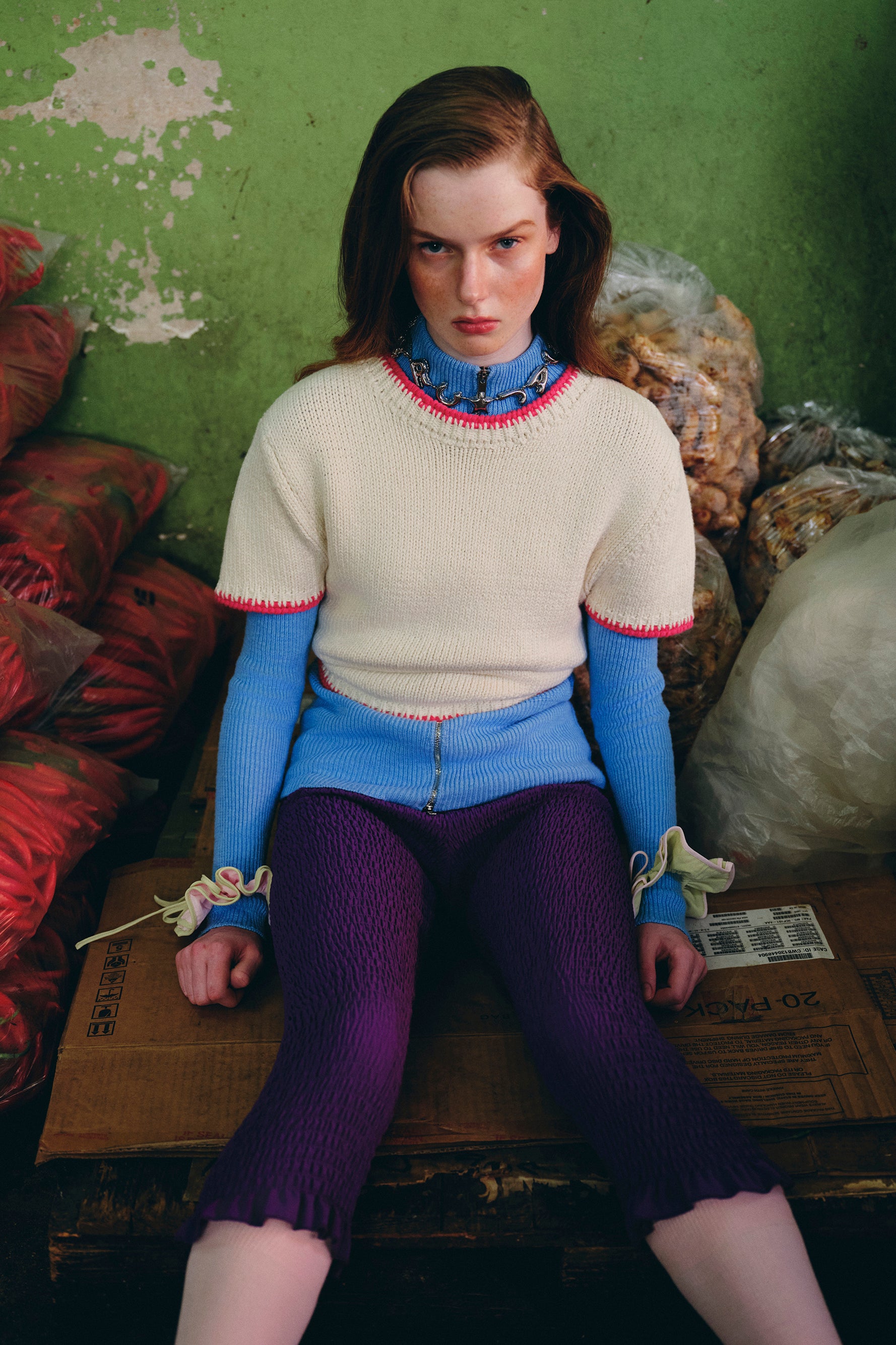 OTHER STORE Aura Hand-Crochet Straight-Fit Knit Tee In White