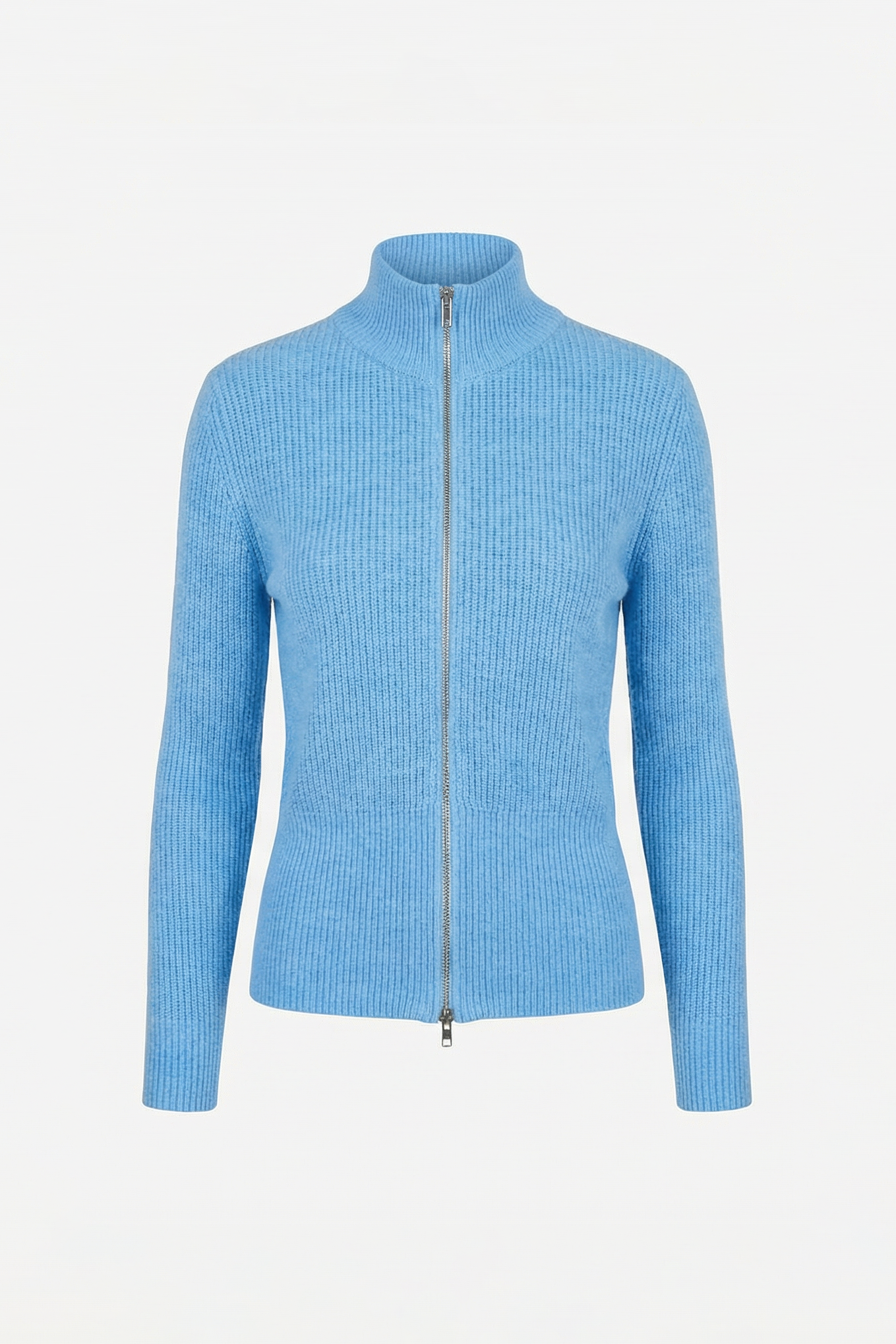 OTHER STORE Flex Two-Way Zip Stand-Collar Ingot Knit Cardigan In Sky Blue