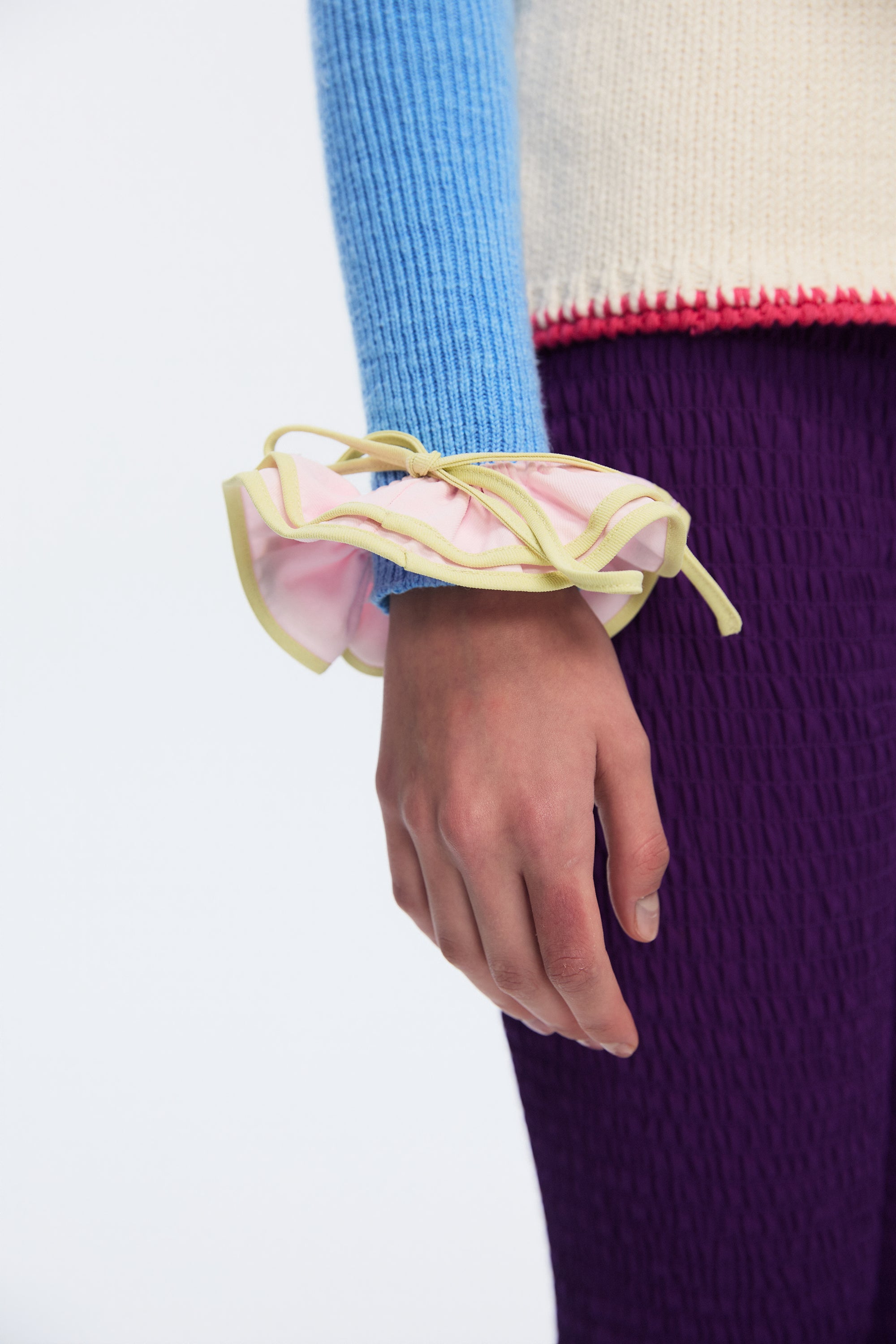 OTHER STORE Ribbon Color-Block Bow Hair Scrunchie In Pink