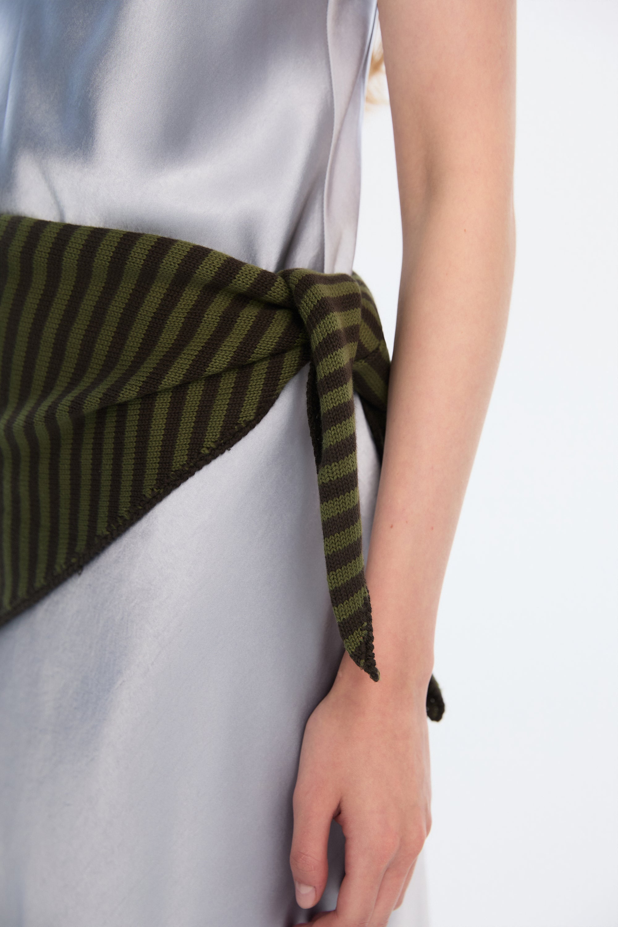 OTHER STORE Verse Hand-Crochet Striped Multi-Way Triangle Scarf In Green