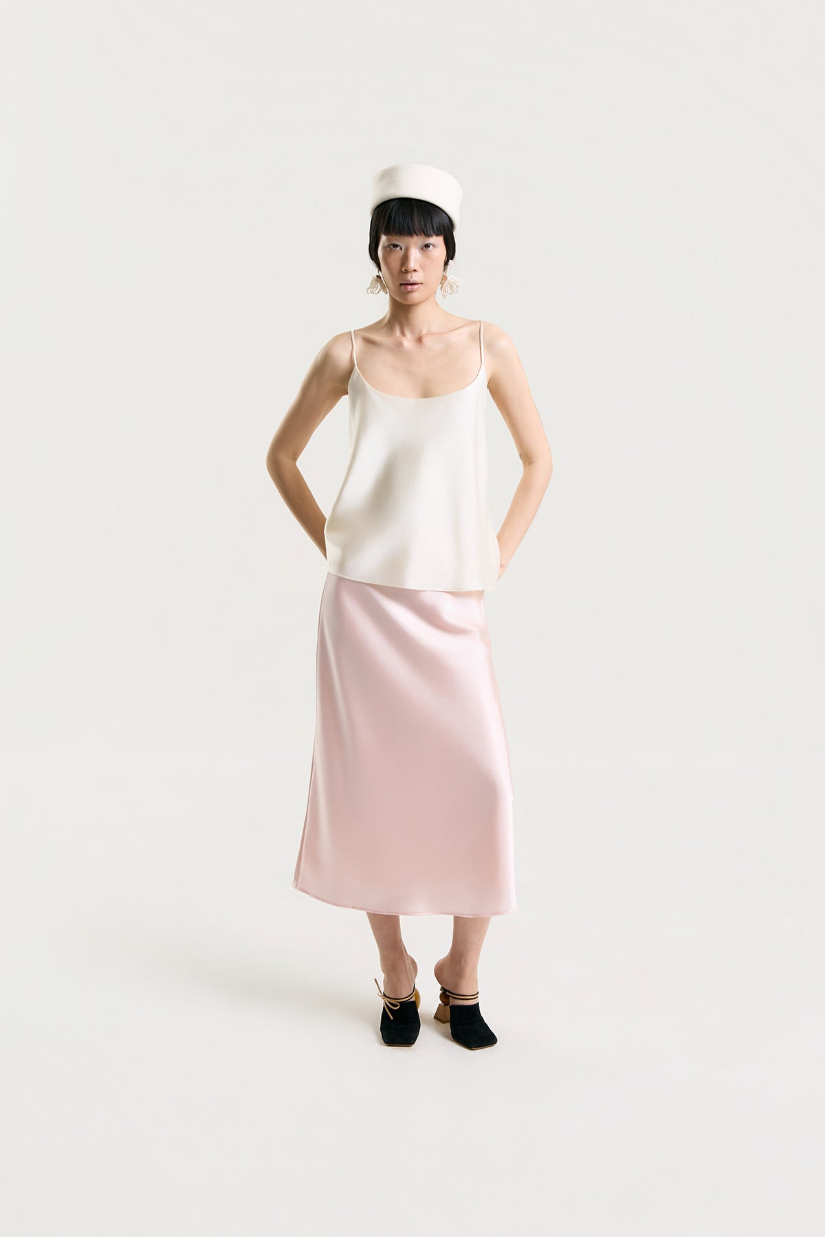 OTHER STORE Rosalie Bias-Cut Satin Maxi Skirt in Pink