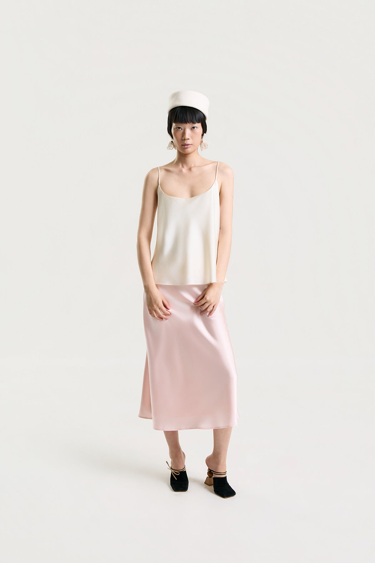 OTHER STORE Rosalie Bias-Cut Satin Maxi Skirt in Pink