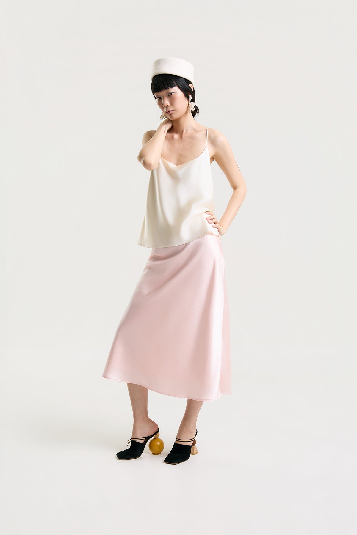 OTHER STORE Rosalie Bias-Cut Satin Maxi Skirt in Pink