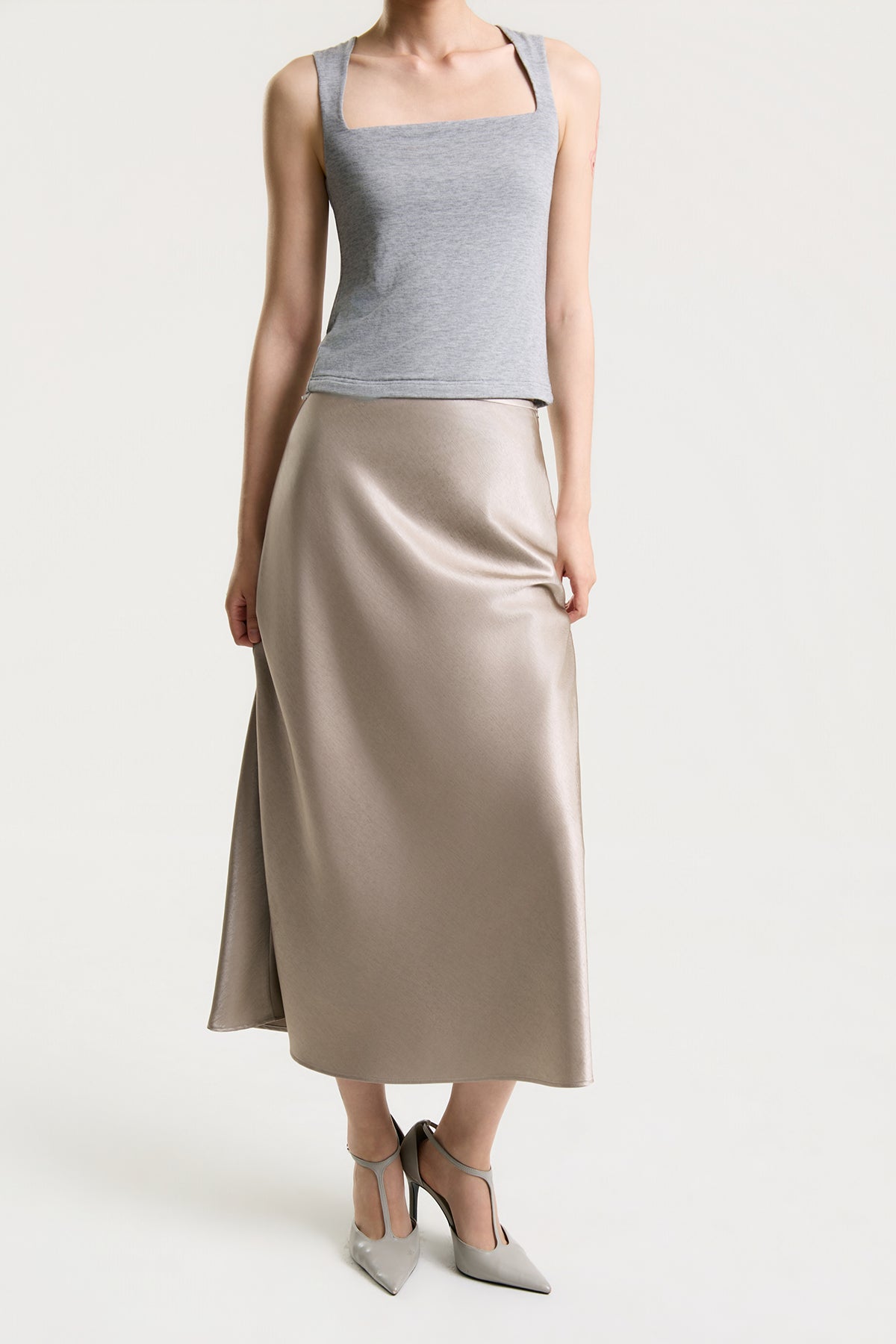 OTHER STORE Rosalie Bias-Cut Satin Maxi Skirt in Champagne