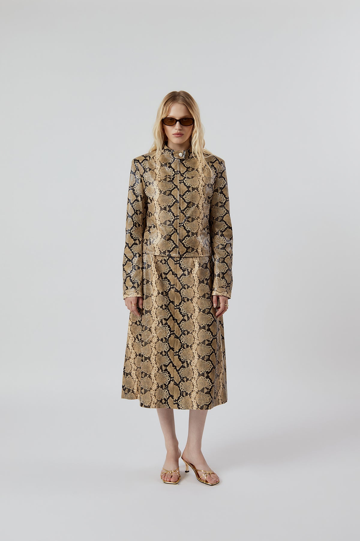 Other Store Sabine Python-Print Pleated Midi Skirt