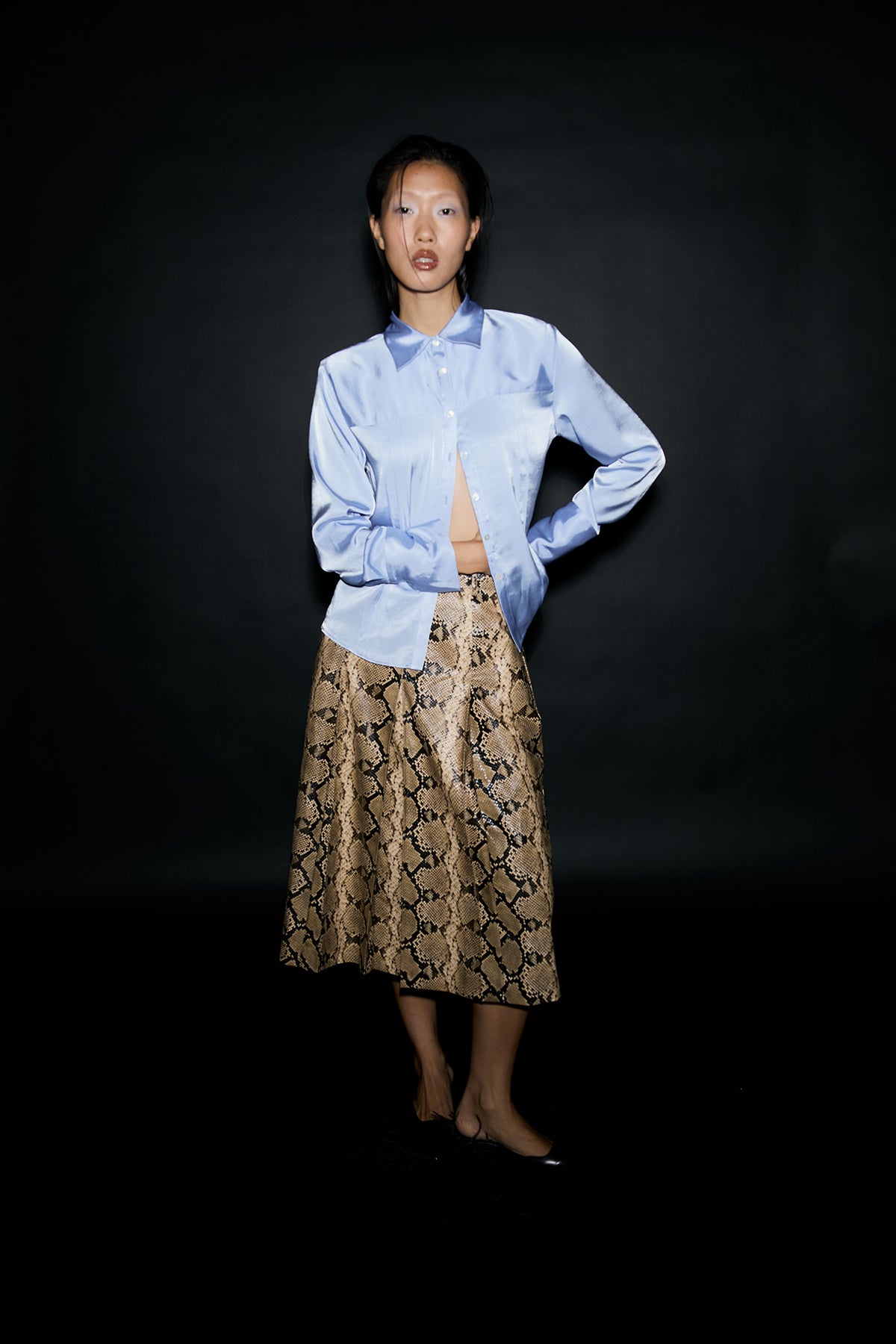Other Store Sabine Python-Print Pleated Midi Skirt