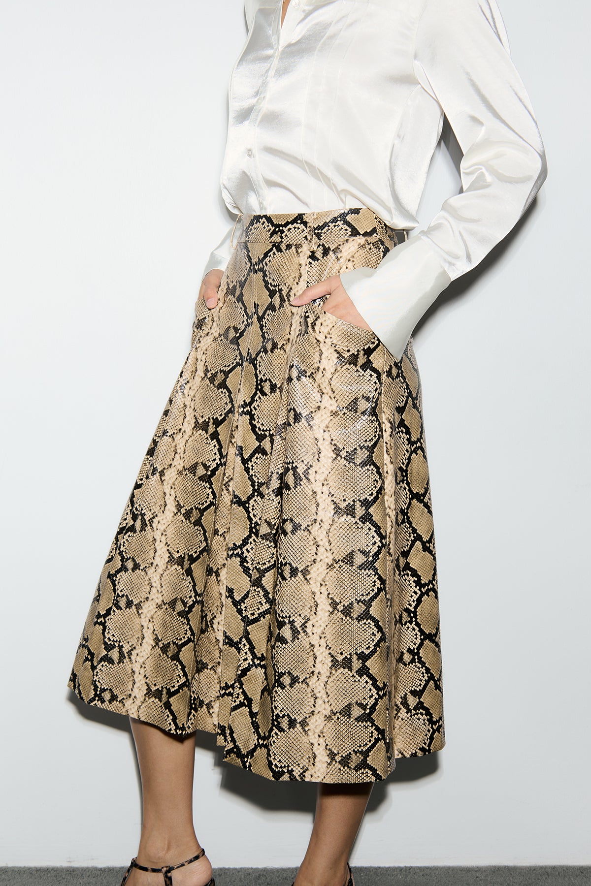 Other Store Sabine Python-Print Pleated Midi Skirt