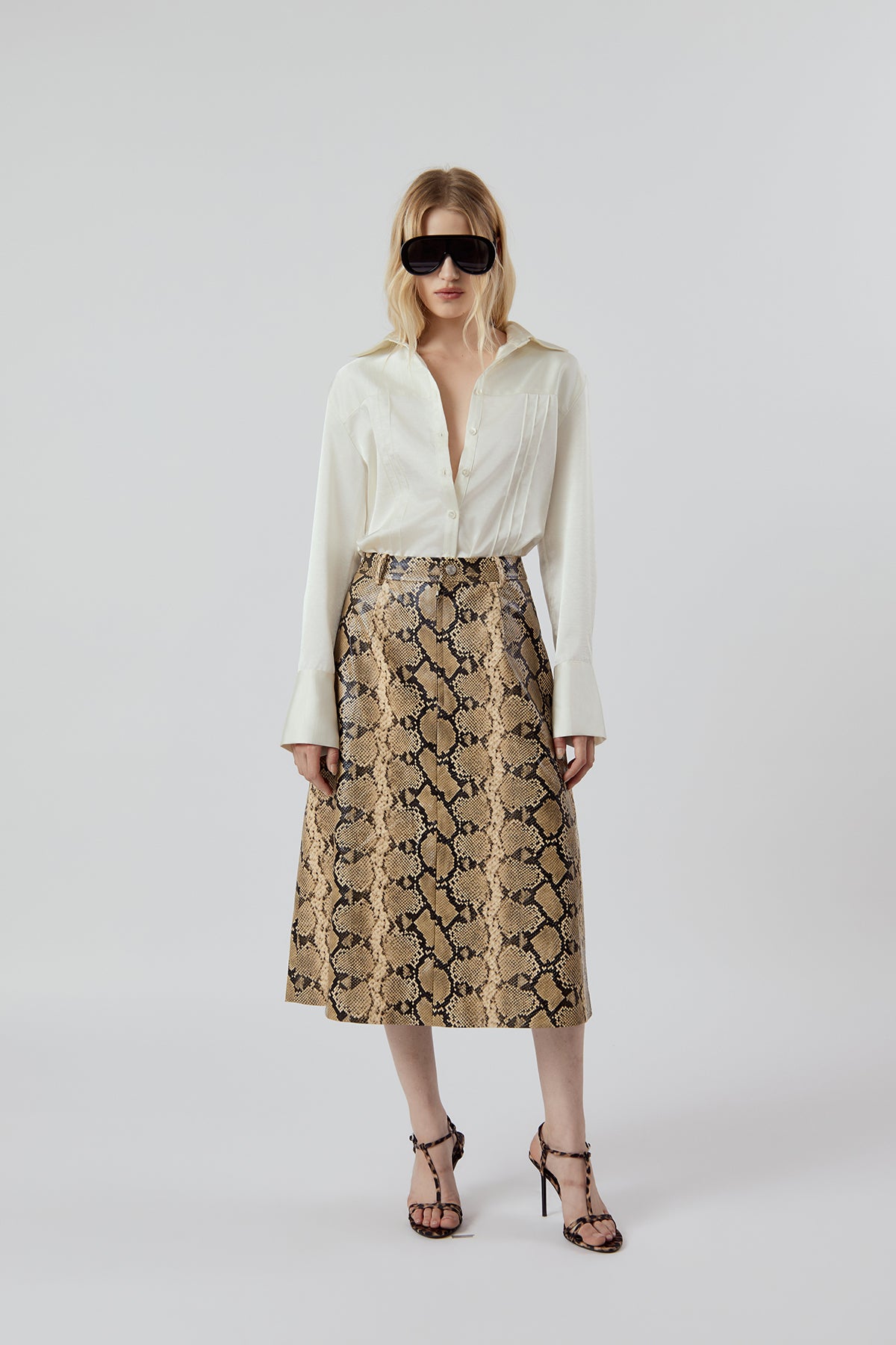 Other Store Sabine Python-Print Pleated Midi Skirt