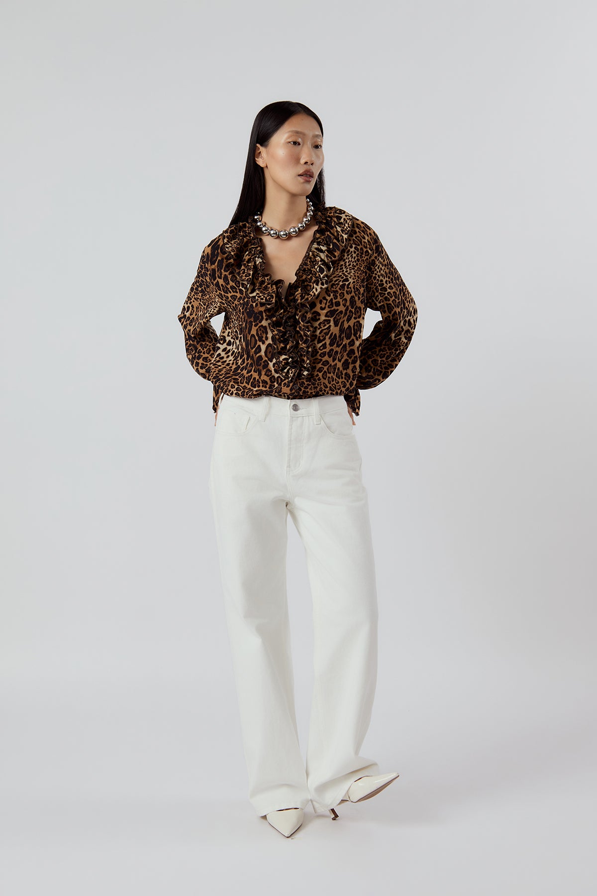 OTHER STORE Sabine Ruffled Leopard Blouse