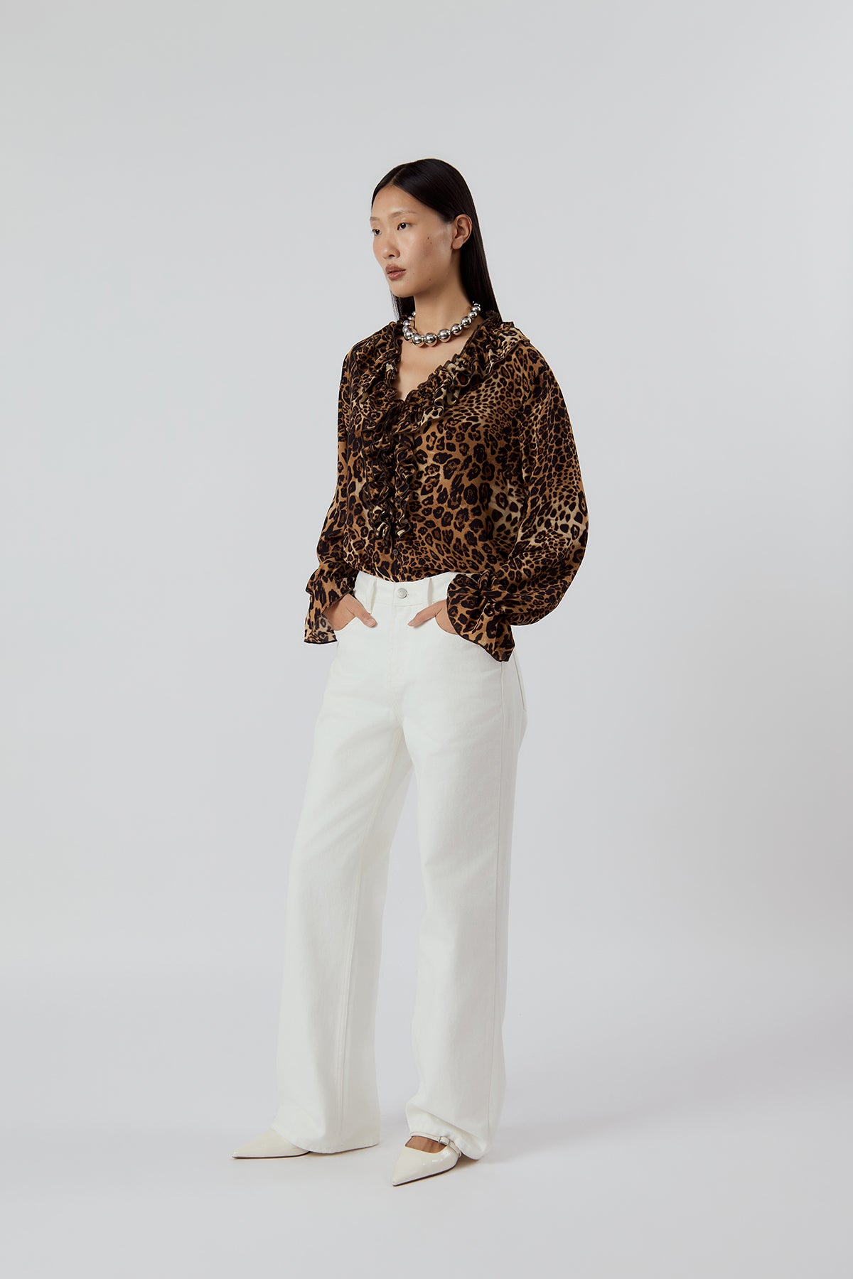 OTHER STORE Sabine Ruffled Leopard Blouse